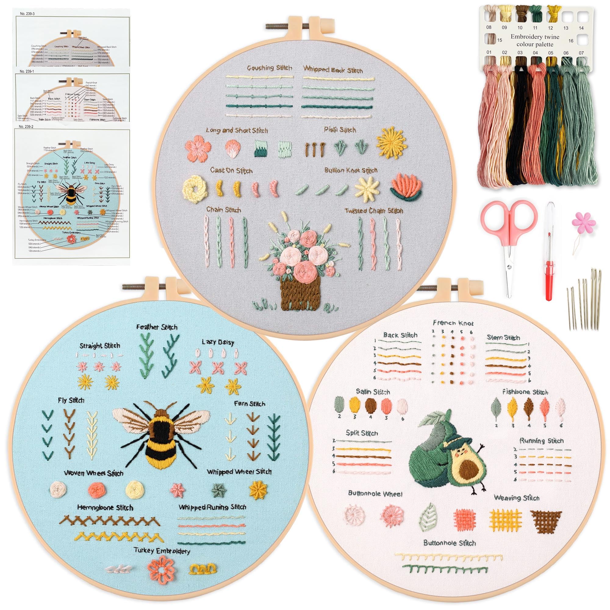Myfelicity Embroidery Kit for Beginners | 28 Stitches Starter Set