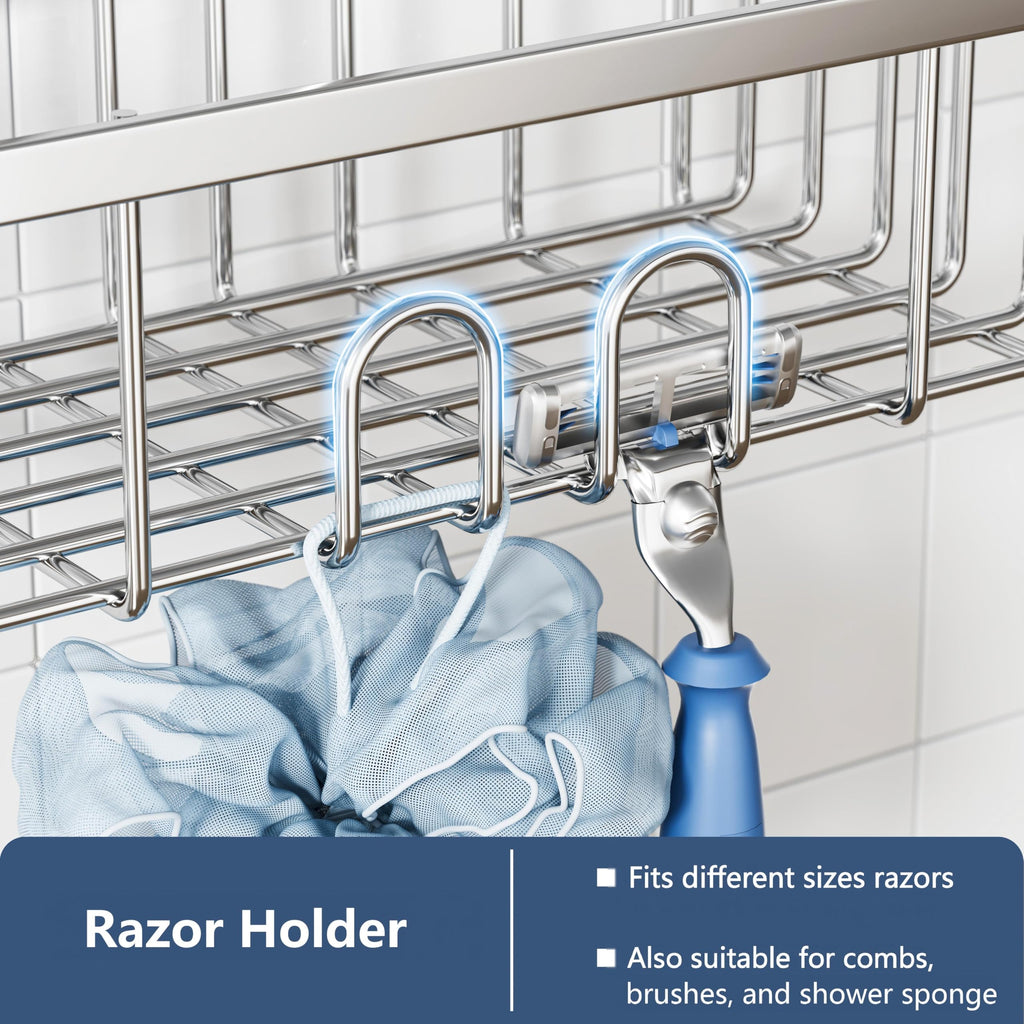 Shower Caddy Hanging SUS304 Stainless Steel No-Drilling Organiser Storage - image 3