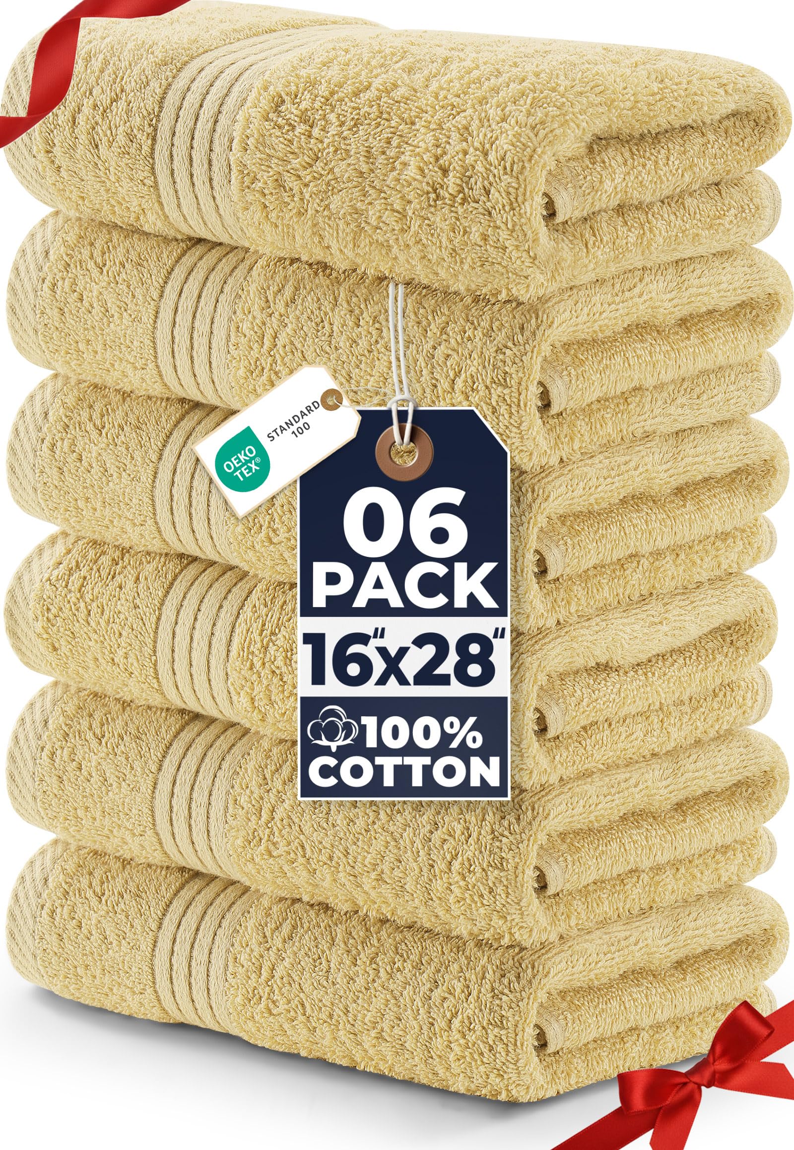 Utopia Towels 6-Piece Hand Towel Set – 100% Ring Spun Cotton, Beige