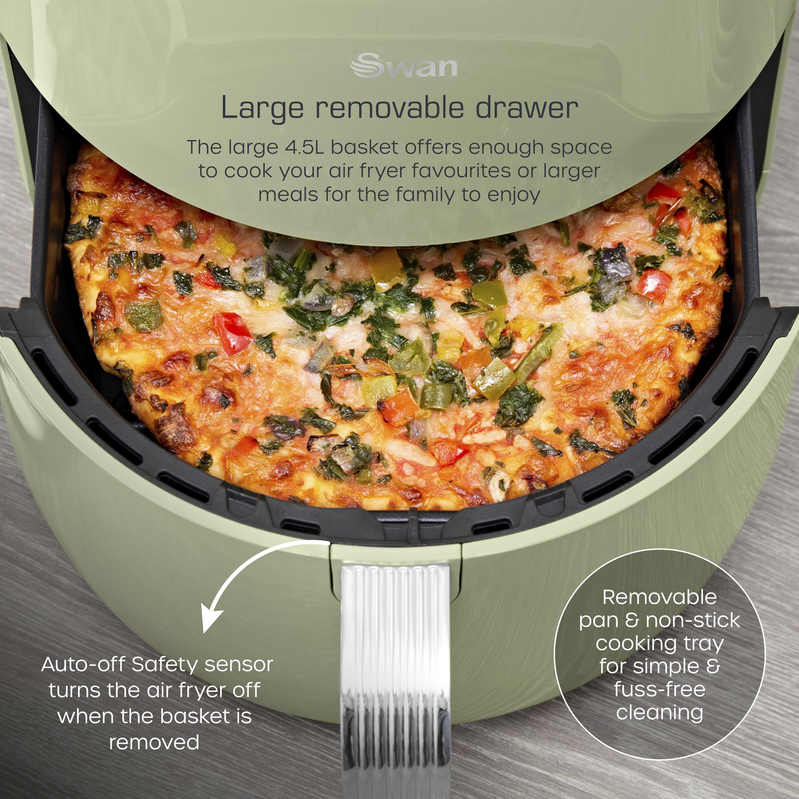 Swan Retro Digital Air Fryer – 4.5L 1500W with 8 Pre-Sets, Green