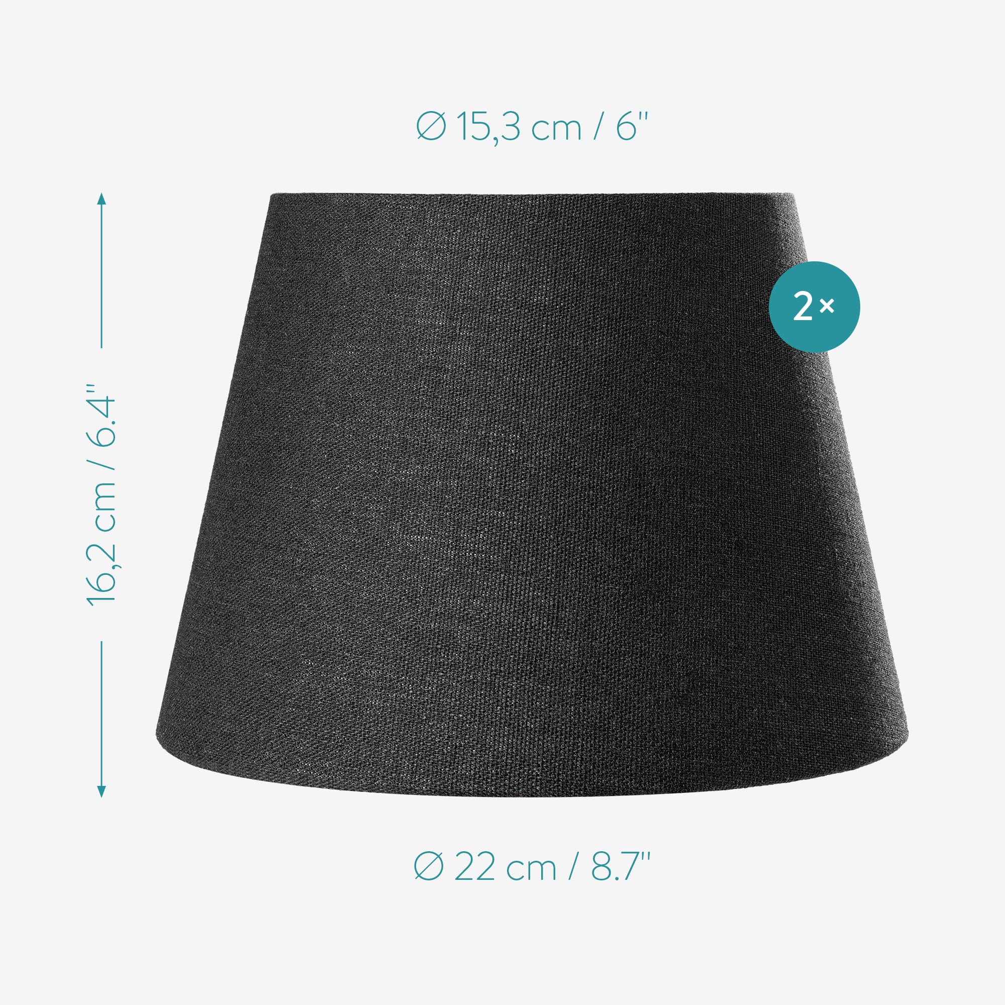 Navaris Black Linen Lampshades with Gold Lining – Set of 2 for E27