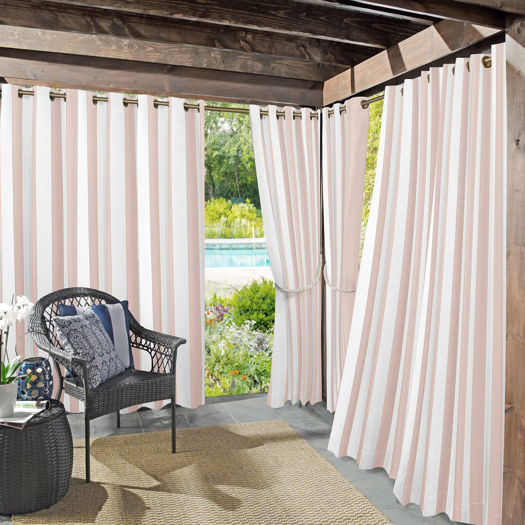 Sun Zero Valencia Cabana Stripe UV Protectant Grommet Curtain Pair