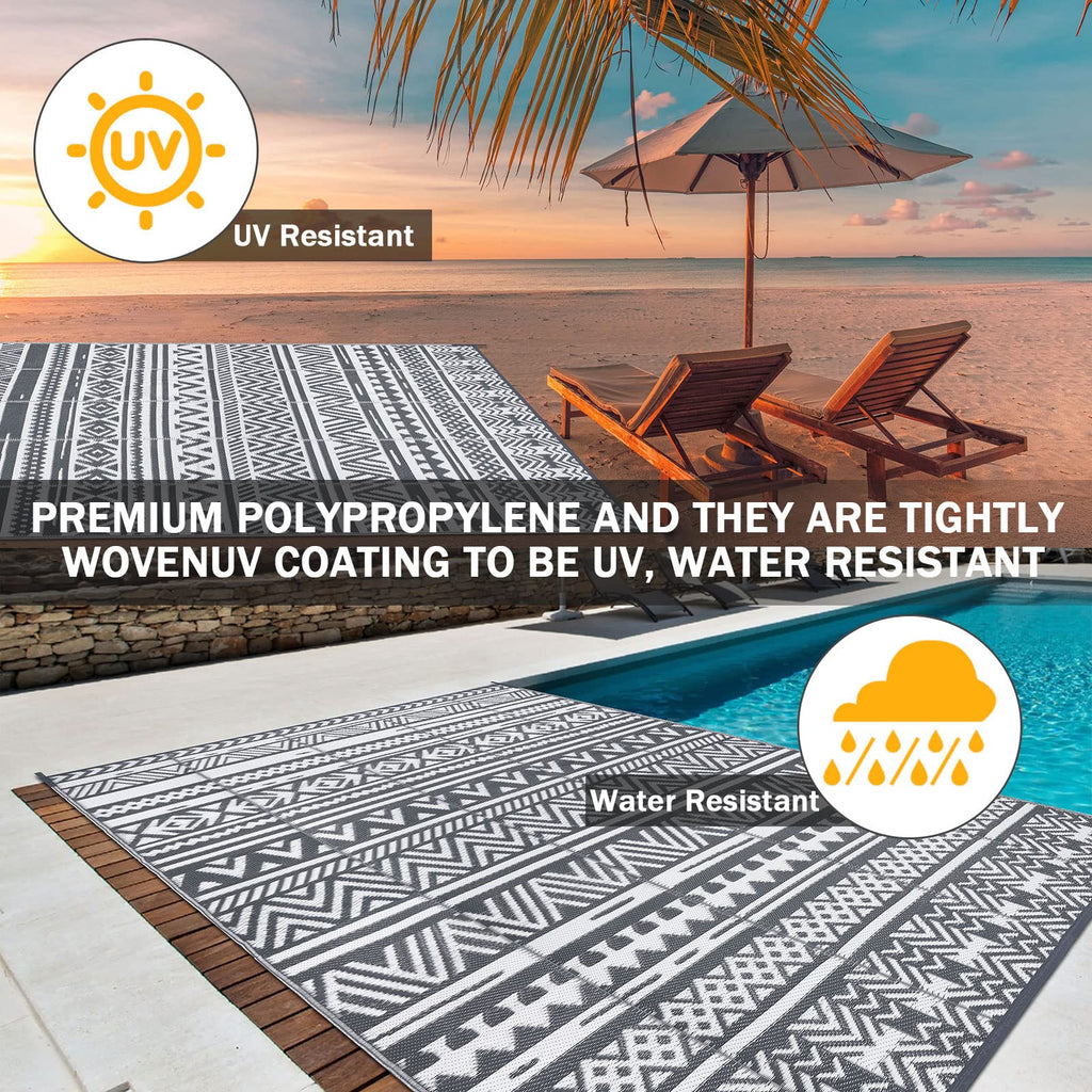 Enyhom Reversible Outdoor Rug – 180x270cm Waterproof Plastic Straw Carpet