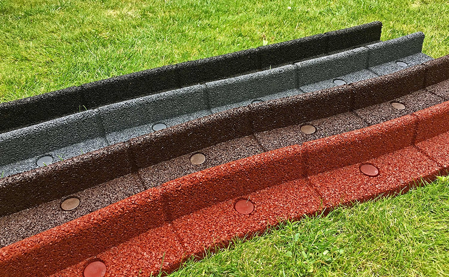 FlexiBorder Brown Recycled Rubber Lawn Edging - Flexible Garden Border 2m