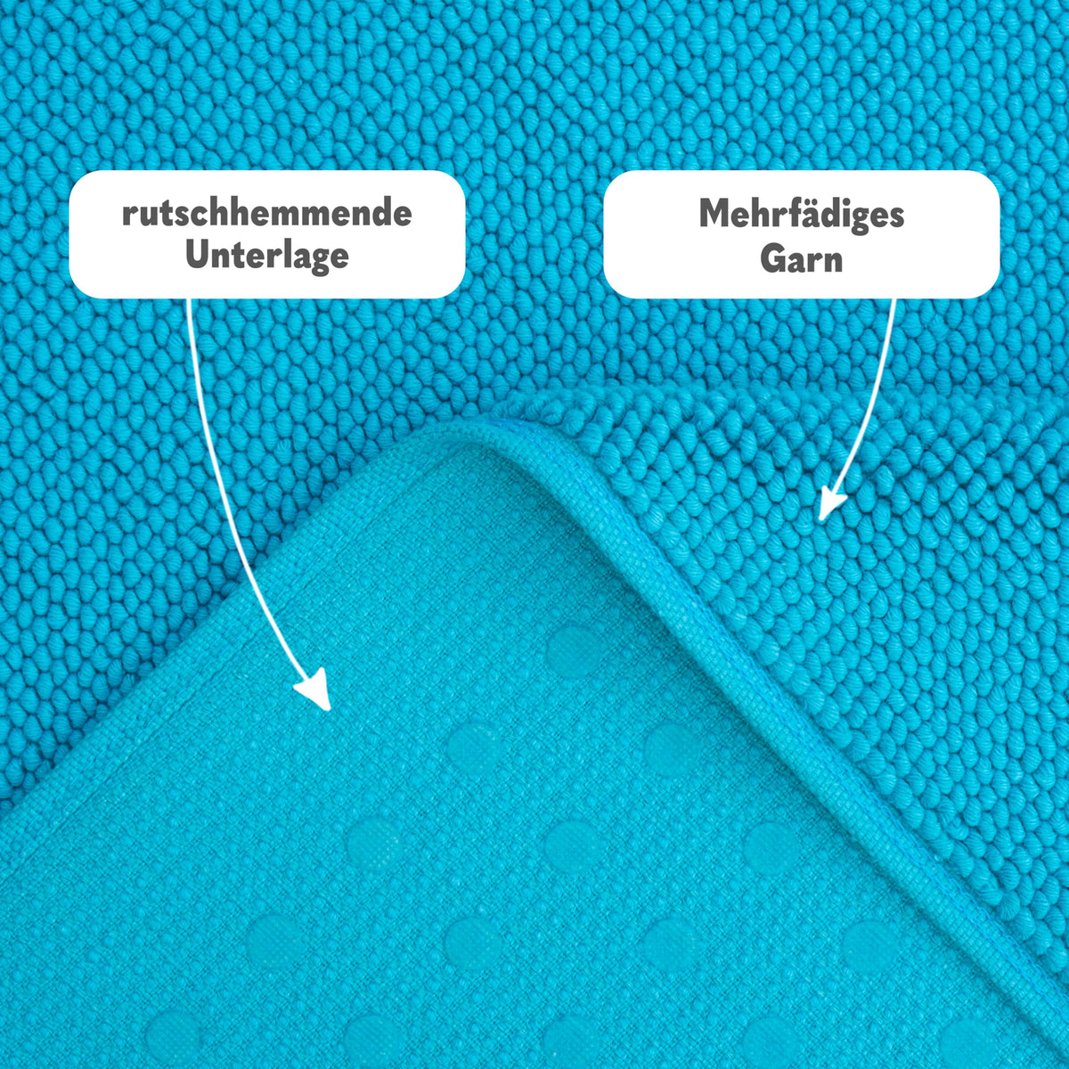 Hammetex Non-Slip Bath Mat, 43 x 64 cm, 100% Cotton, 1200 GSM, Washable, Absorbent, Quick Dry, OEKO-TEX Certified, Turquoise - image 4
