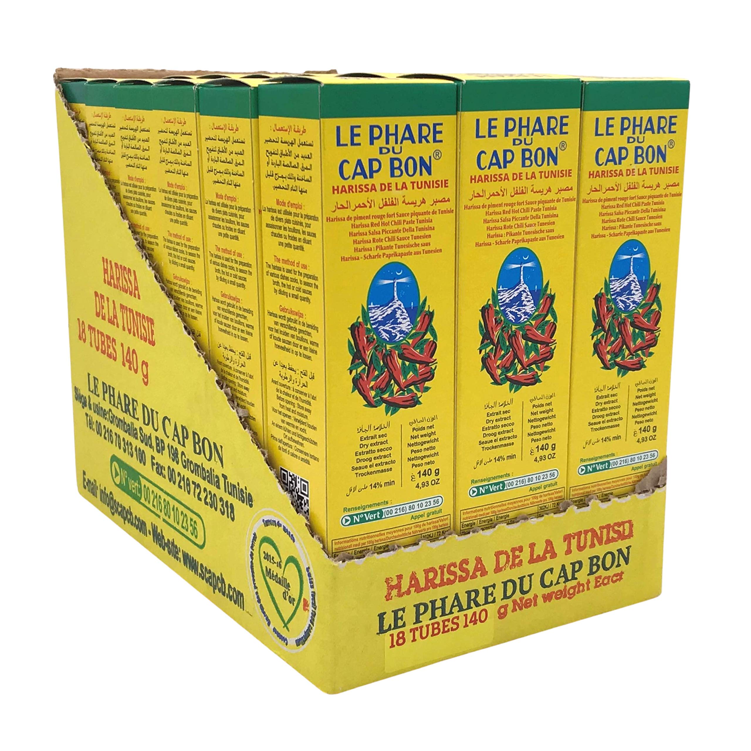 Le Phare Du Cap Bon Harissa Paste – Hot Chilli Pepper – 140g x 18 Pack