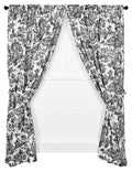 Ellis Curtain Victoria Park Toile Cotton Window Panels with Tiebacks, Black