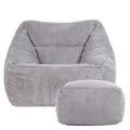 icon Natalia Cord Bean Bag Chair & Footstool with Filling Included, Grey