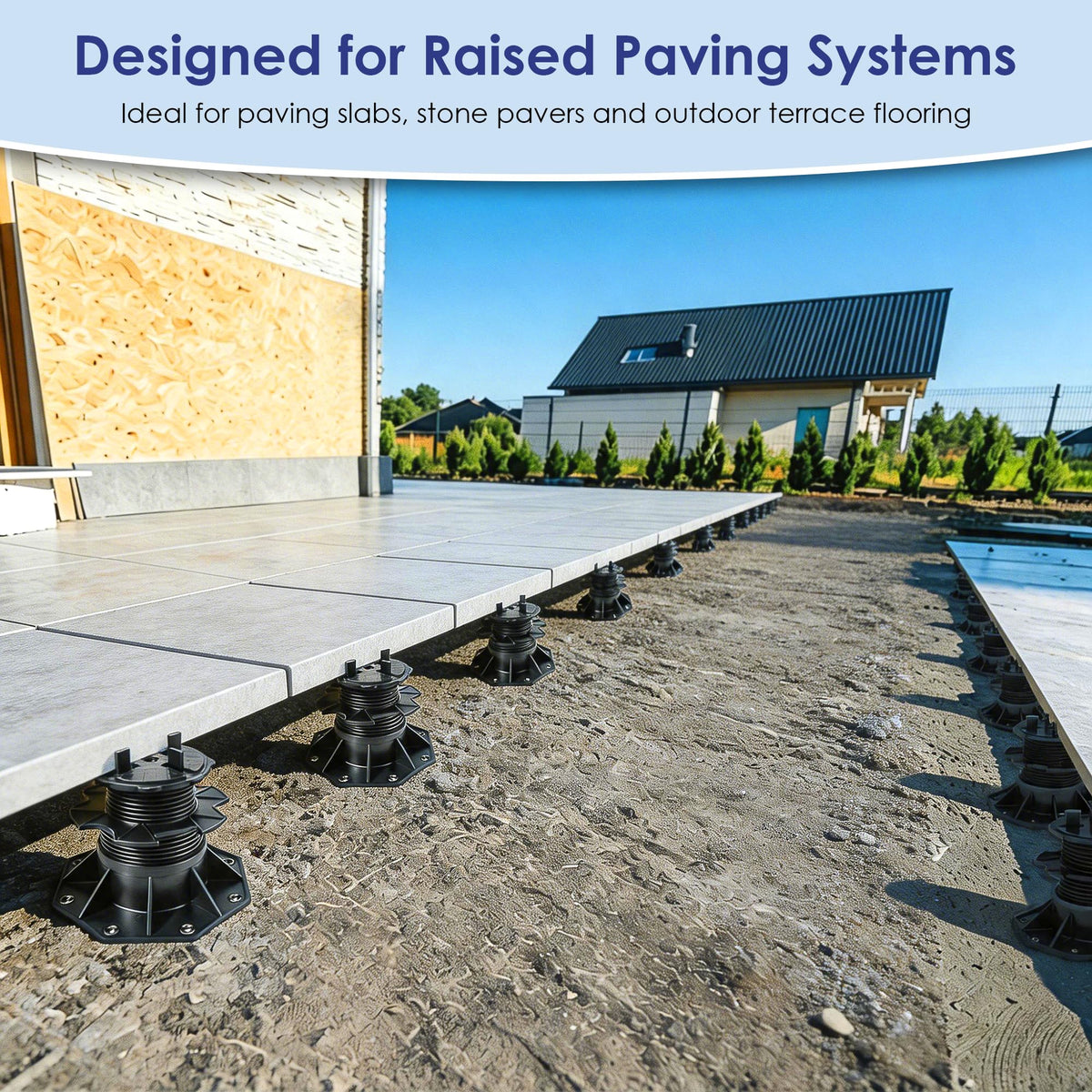 Nordswal 2 Pack Adjustable Tile & Paver Support Pedestal, Heavy Duty Paving Slab Supports with Rubber Pad, Height Adjustable 140-220mm - image 3
