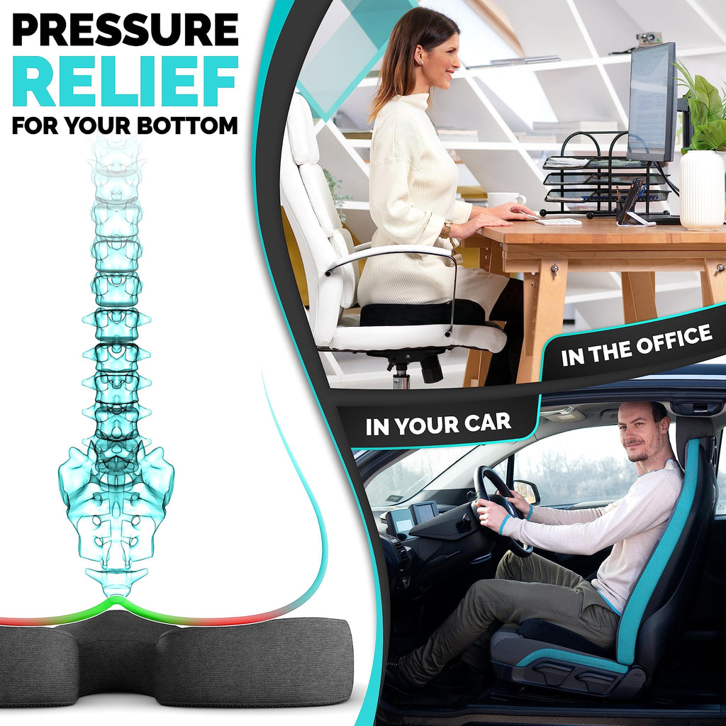 iamcomfi Coccyx Cushion – Firm Memory Foam Seat for Office Chair & Car