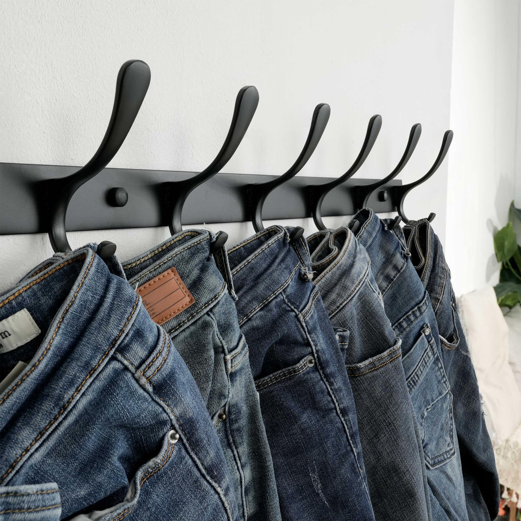 SKOLOO Coat Rack Wall Mounted - 6 Hooks, Heavy Duty, Stainless Steel, Metal Wall Coat Hanger, Sturdy Wall Hooks for Hanging Coat, Jacket, Clothes - image 3
