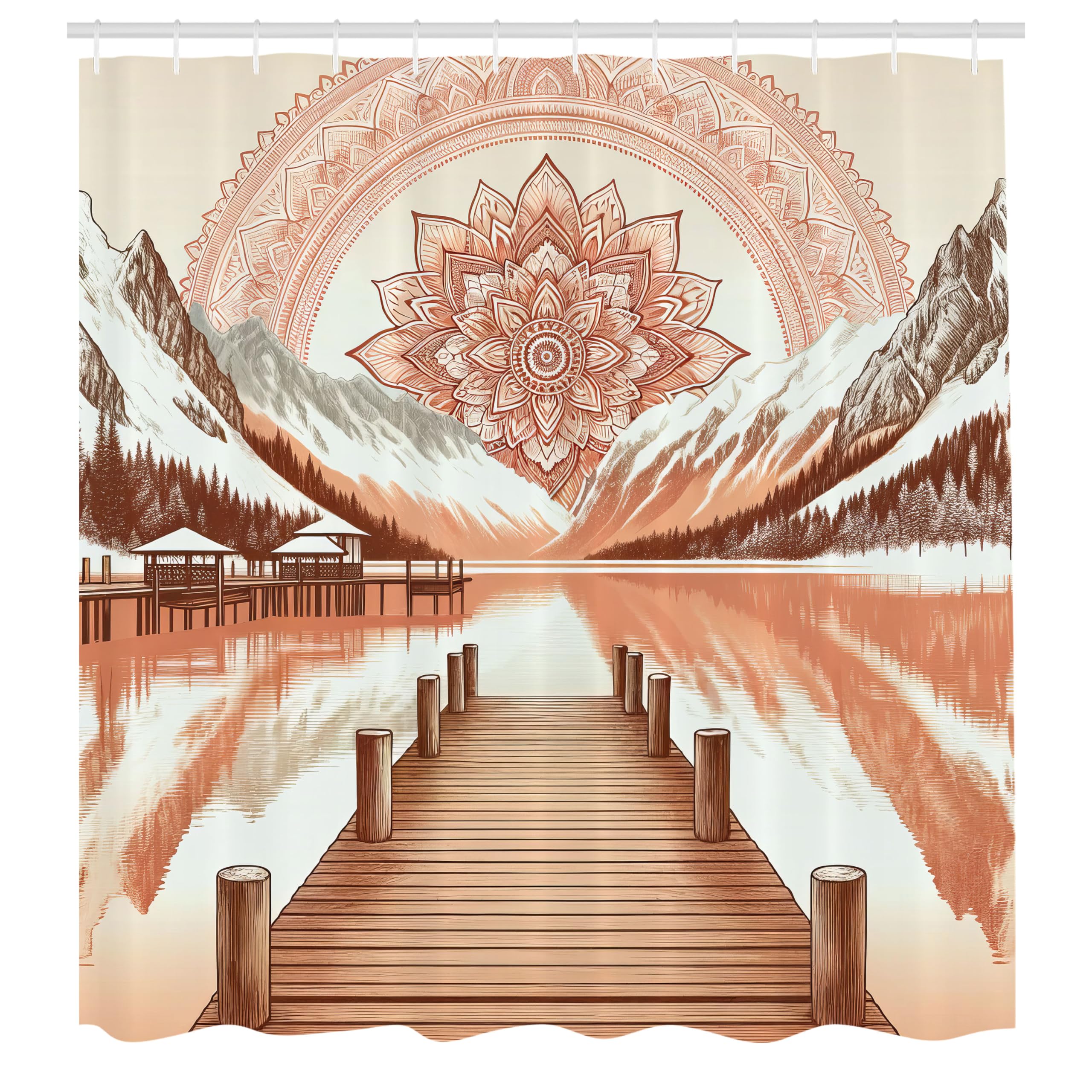 Abakuhaus Lake Shower Curtain | Waterproof Fabric Mountain Decor | 175x200cm