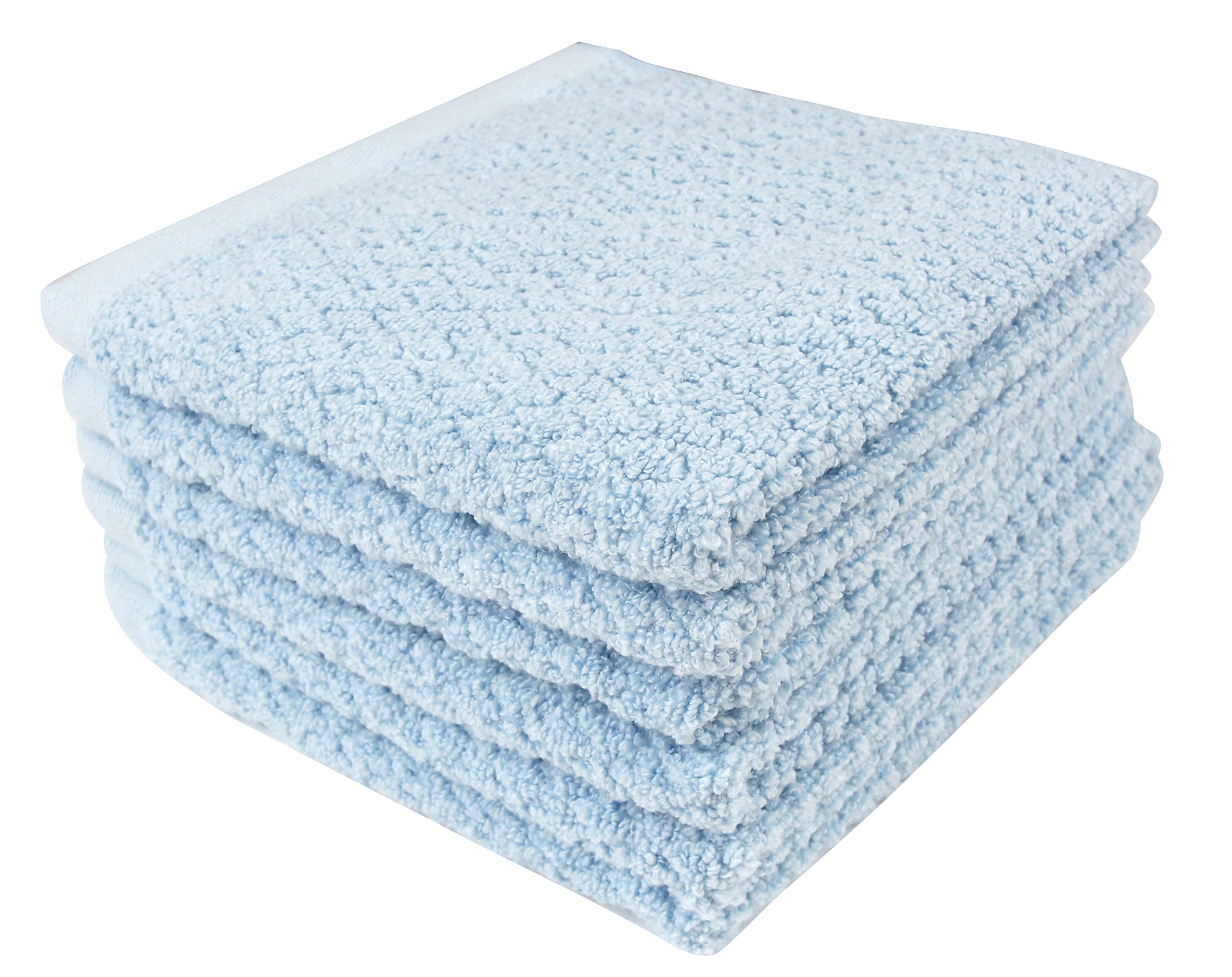 Everplush Diamond Jacquard Washcloths – 6 Pack Quick-Dry Aquamarine