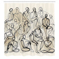 Abakuhaus Aesthetic Shower Curtain | Continuous Line Art | Waterproof Fabric