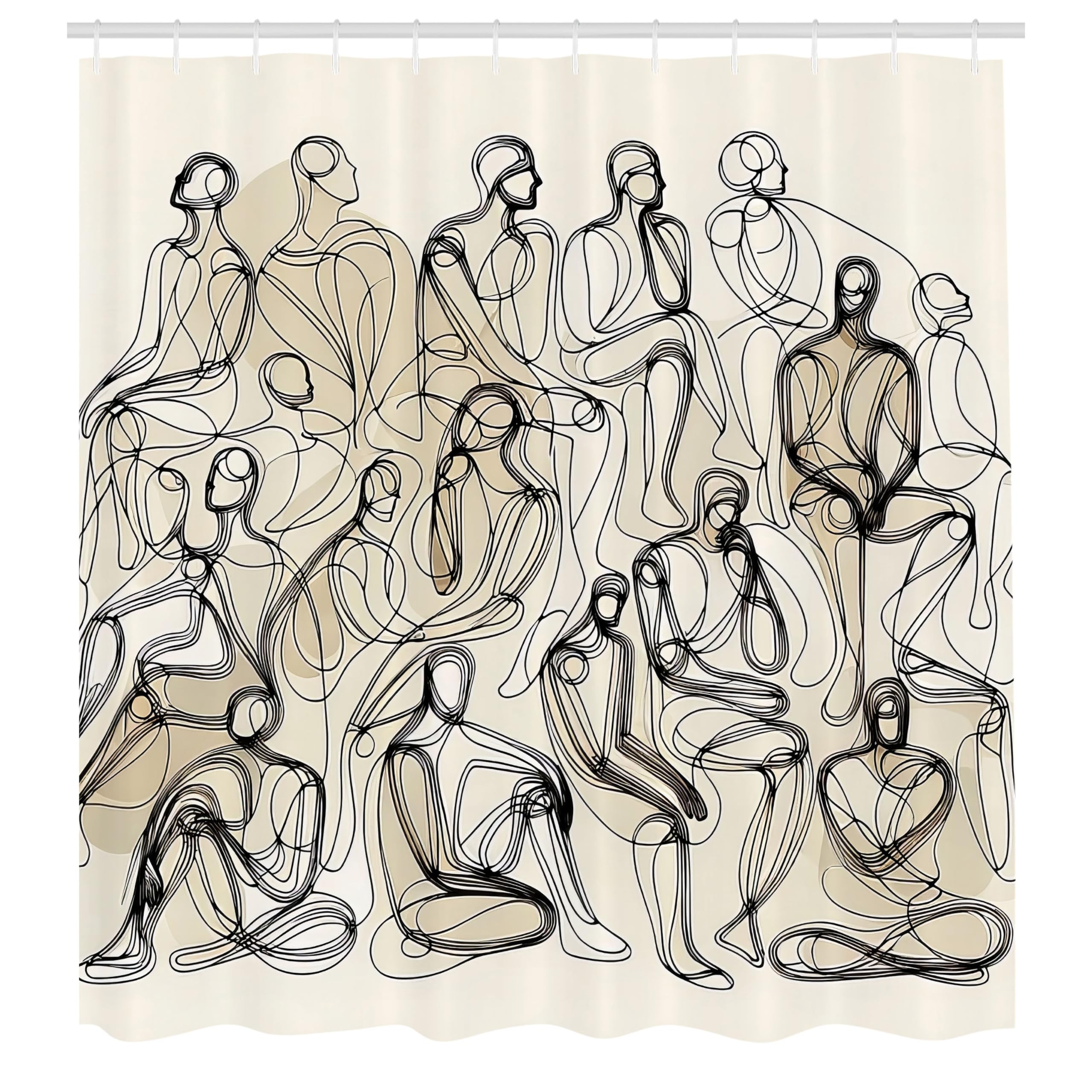 Abakuhaus Aesthetic Shower Curtain | Continuous Line Art | Waterproof Fabric