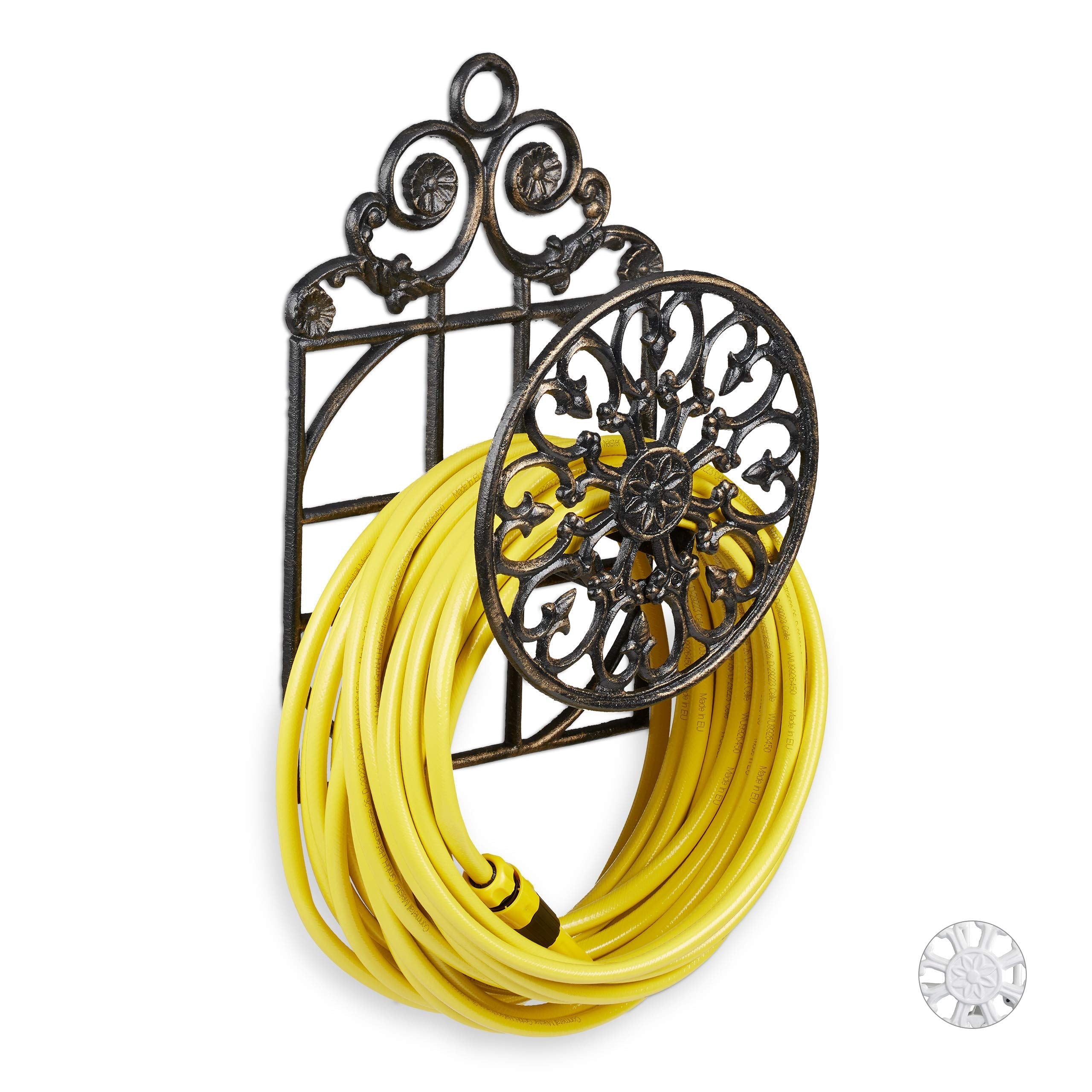 Relaxdays Antique Cast Iron Garden Hose Holder – Wall-Mounted, Bronze