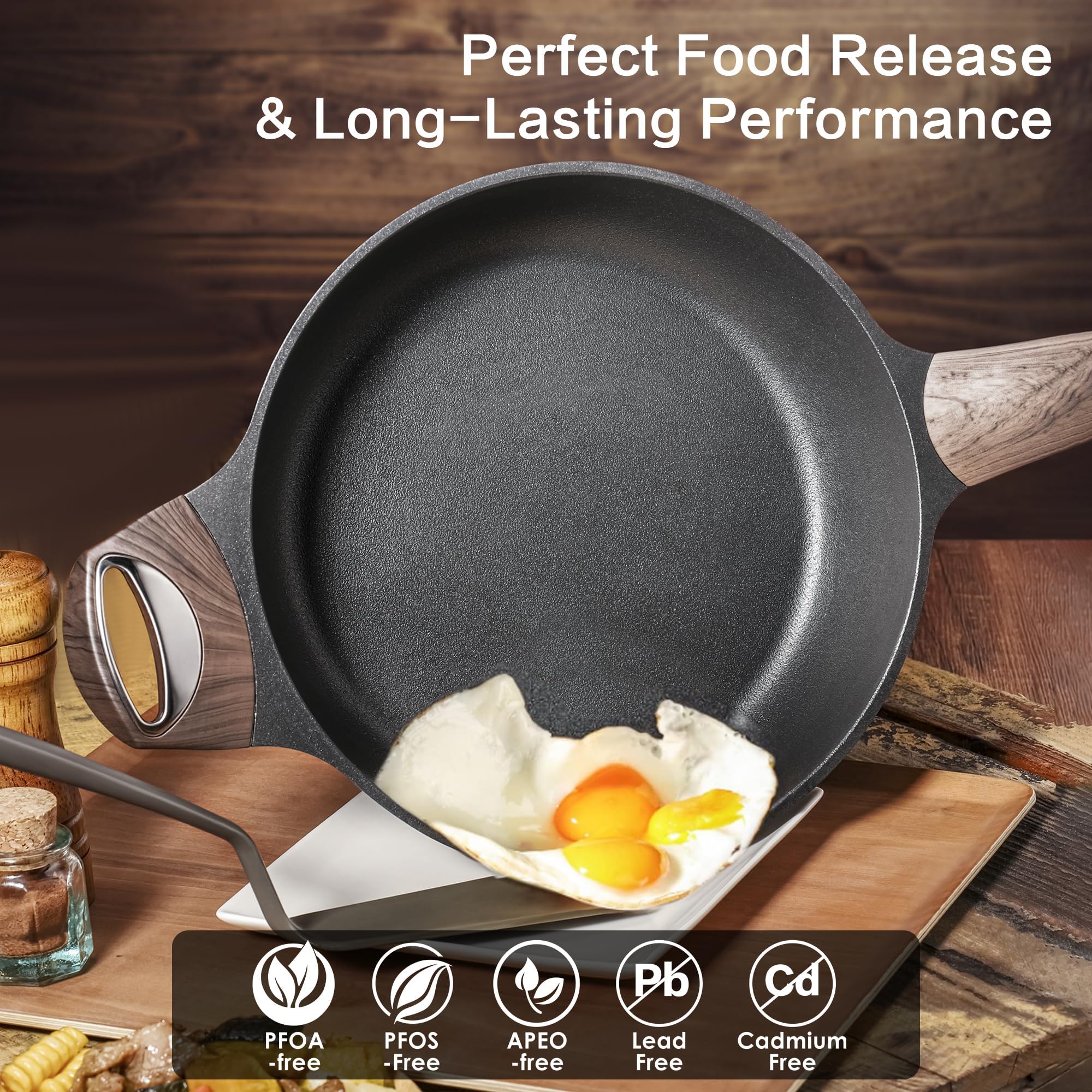 Sensarte 30cm Deep Nonstick Saute Pan with Lid | 4.7L Induction Skillet