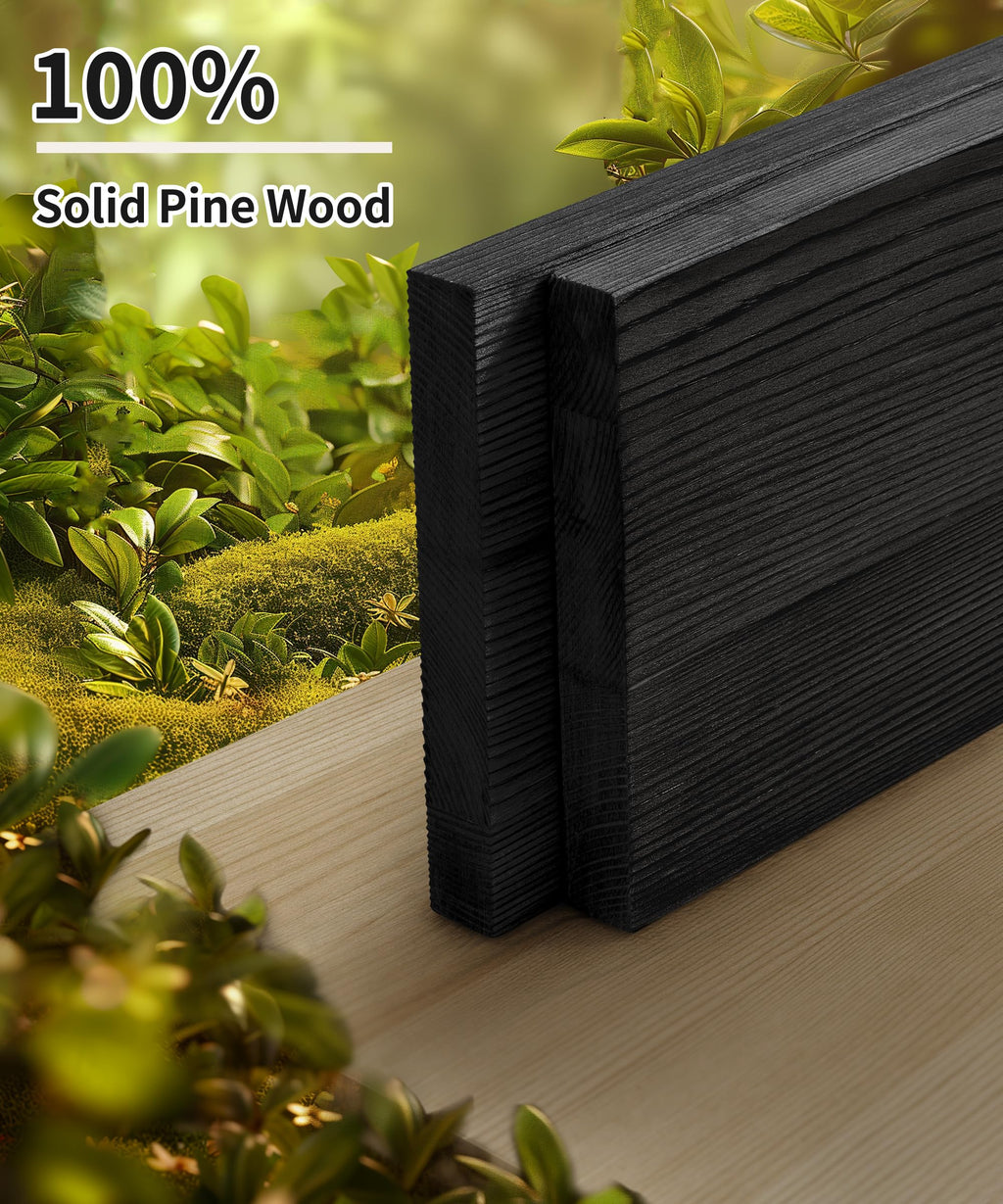 Gronda Black Floating Shelves – 60cm Paulownia Wood Wall Shelf, Set of 2