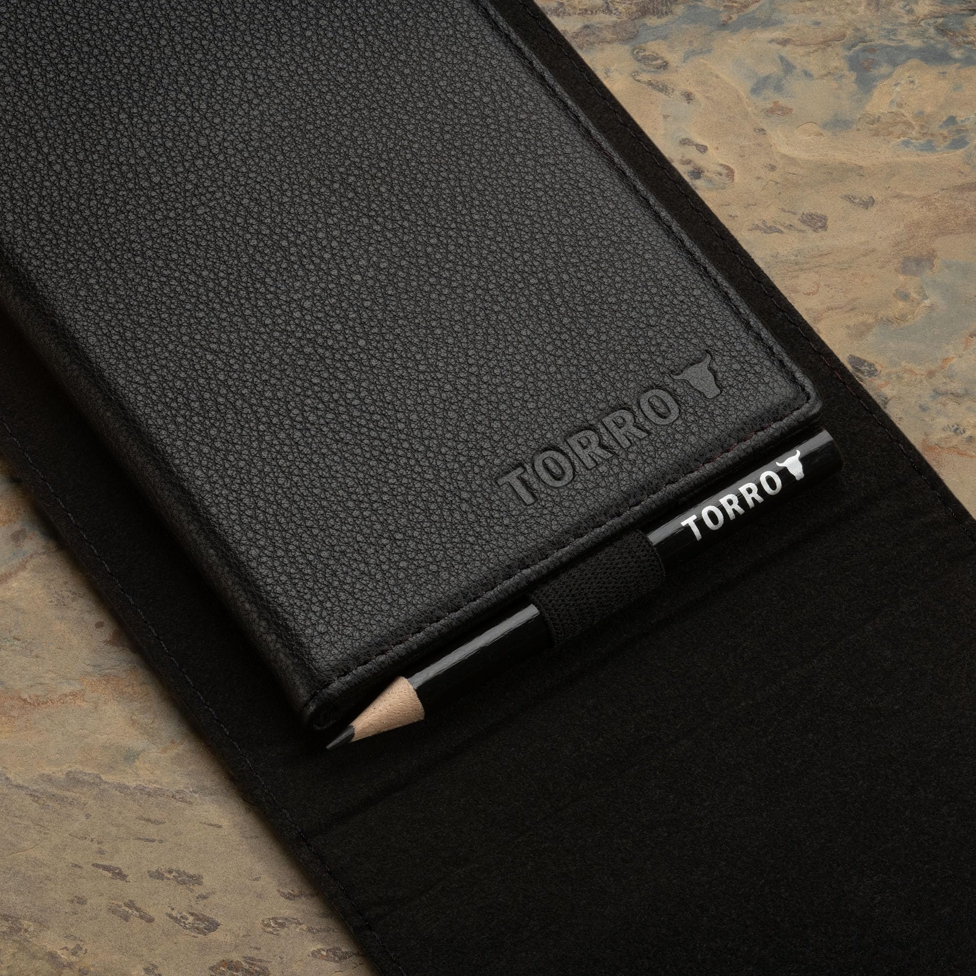 TORRO Genuine Leather Golf Scorecard and Yardage Book Holder - Black