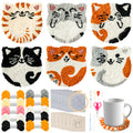 WATINC Punch Needle Coaster Kit - 22PCS DIY Cat Pattern Embroidery for Beginners