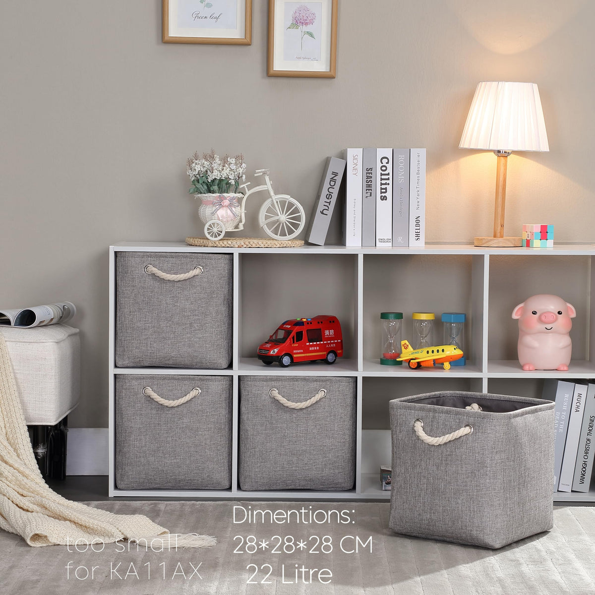 Mangata 28x28x28cm Cube Storage Boxes 4Pcs Gray Foldable Organiser Baskets - image 2
