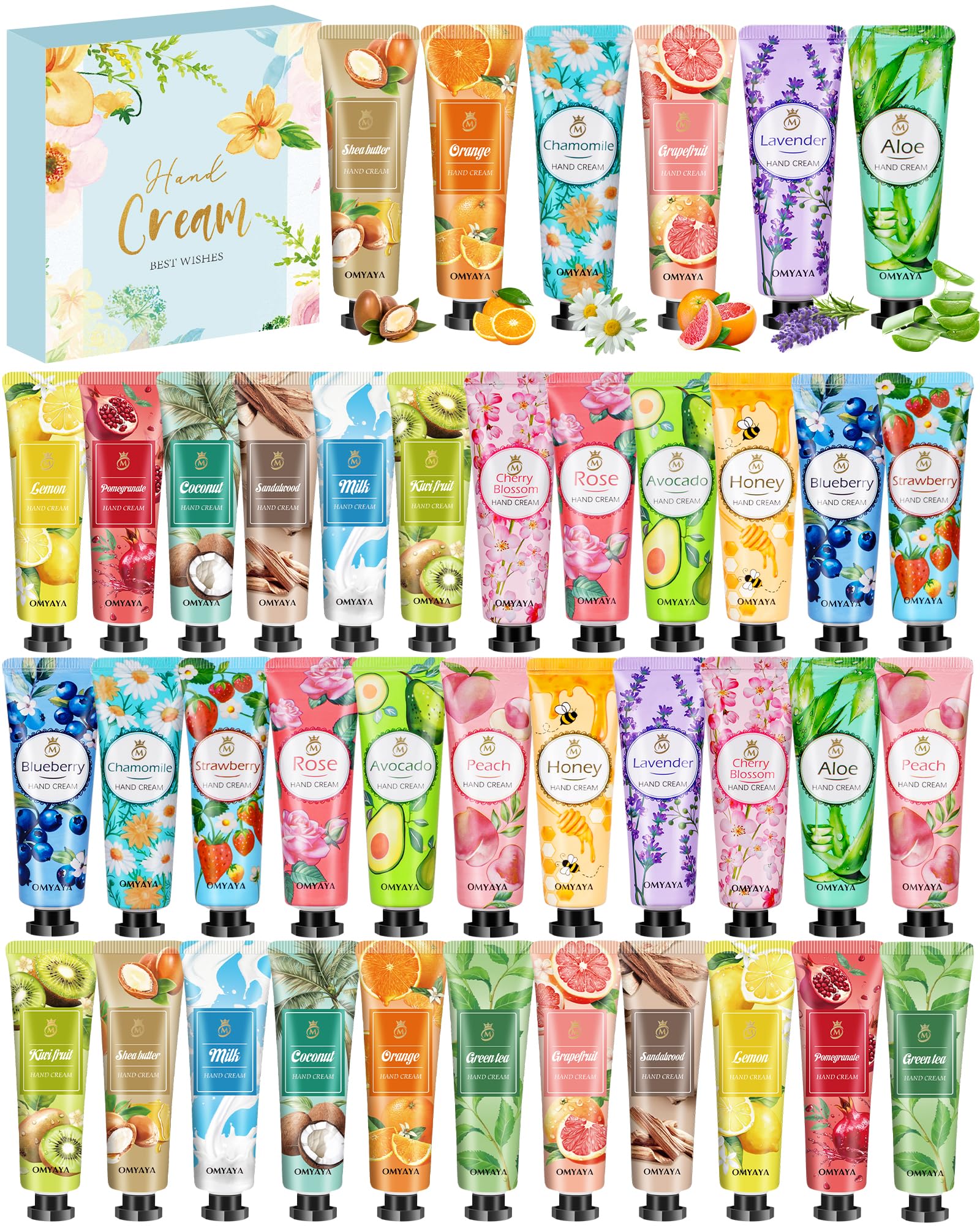 Jolof Store 40Pcs Hand Cream Gift Set – Natural Plant Fragrance Mini Lotion