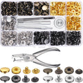 120 Set Metal Snap Fasteners Kit with Pliers for Leather Craft