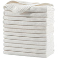 Polyte Microfiber Kitchen Dish Towels - Waffle Weave, Off White, 12 Pack