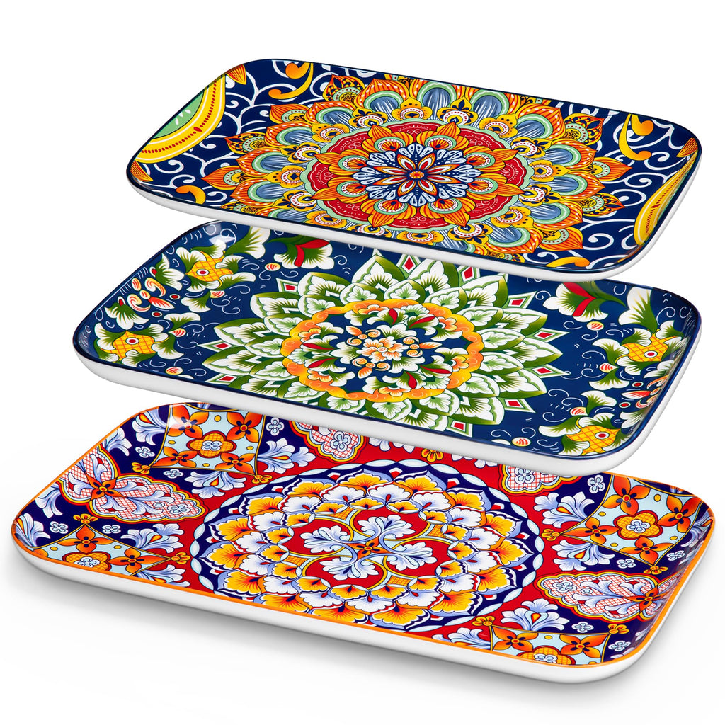 vancasso SIMI02 Porcelain Serving Platter Set | 3-Piece Rectangle Dishes