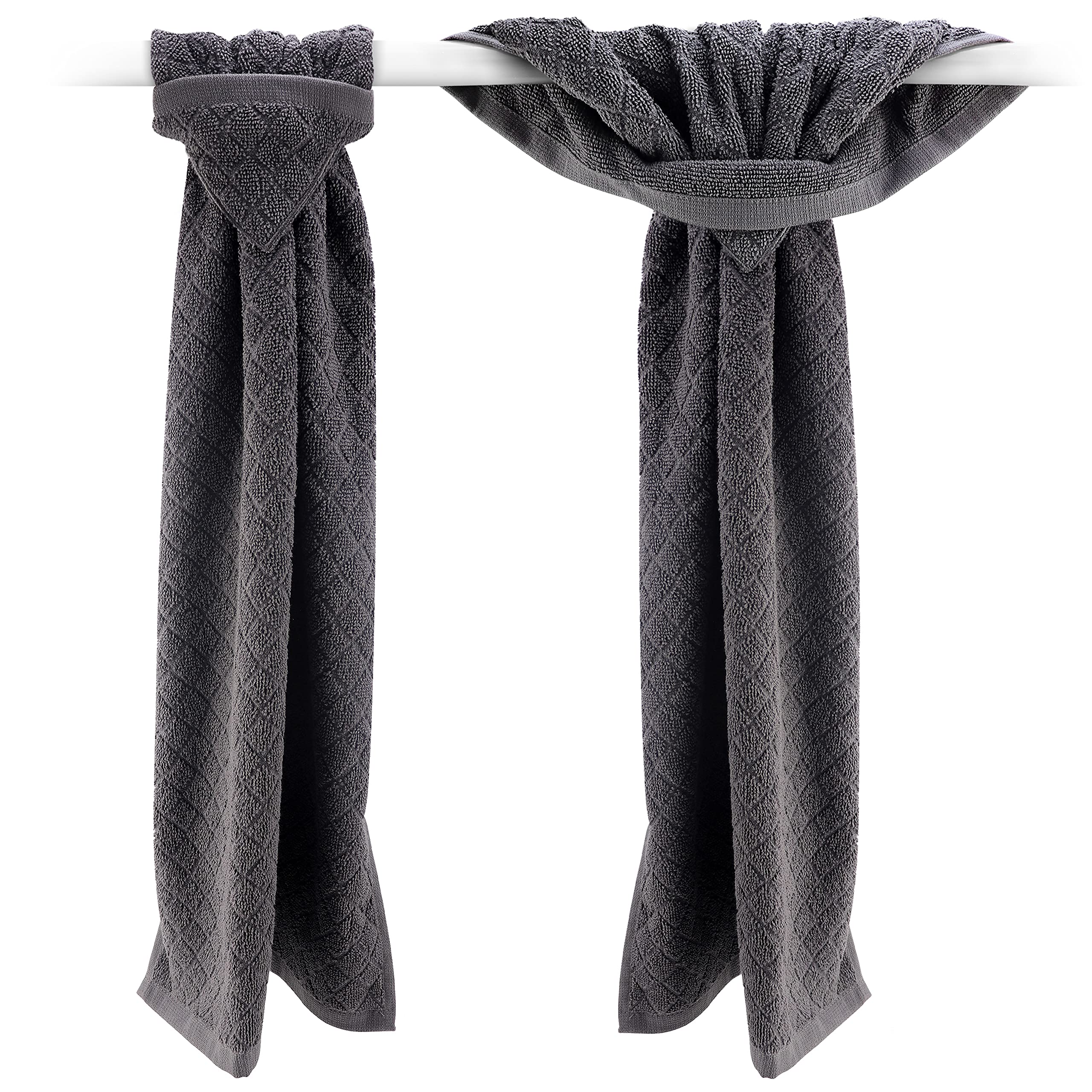 Jolof Store Hanging Kitchen Hand Towels – 100% Cotton Gray Set of 2