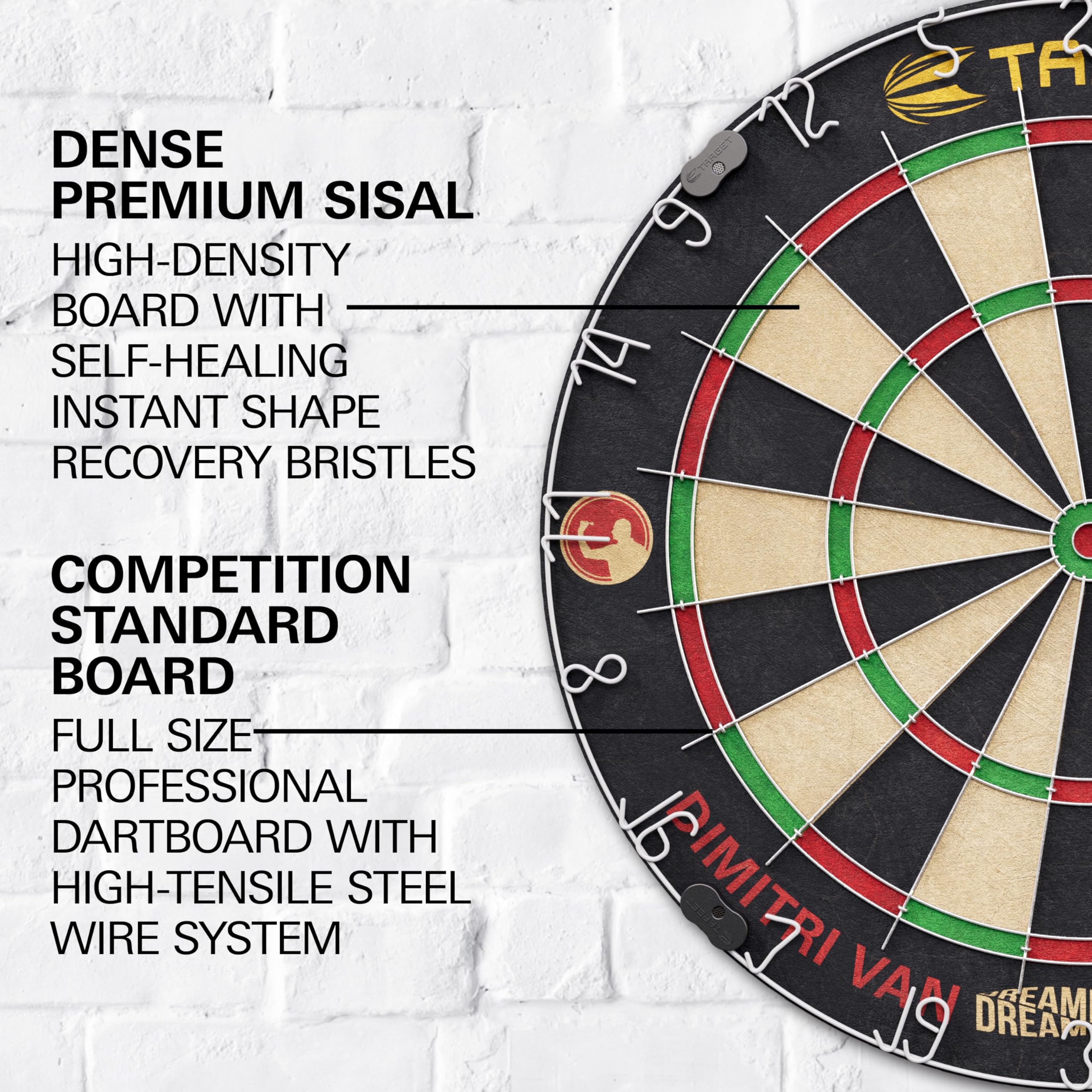 Target Darts Dimitri Van den Bergh Dartboard Set | Sisal Board & 6 Darts