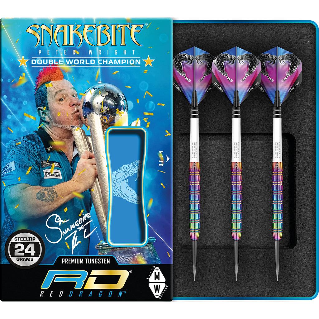 Red Dragon Peter Wright Snakebite 1 Steel Tip Darts - 85% Tungsten 24g