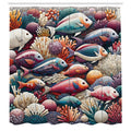 Abakuhaus Fish Shower Curtain | Mosaic Coral Fabric Bathroom Decor | 175x200cm
