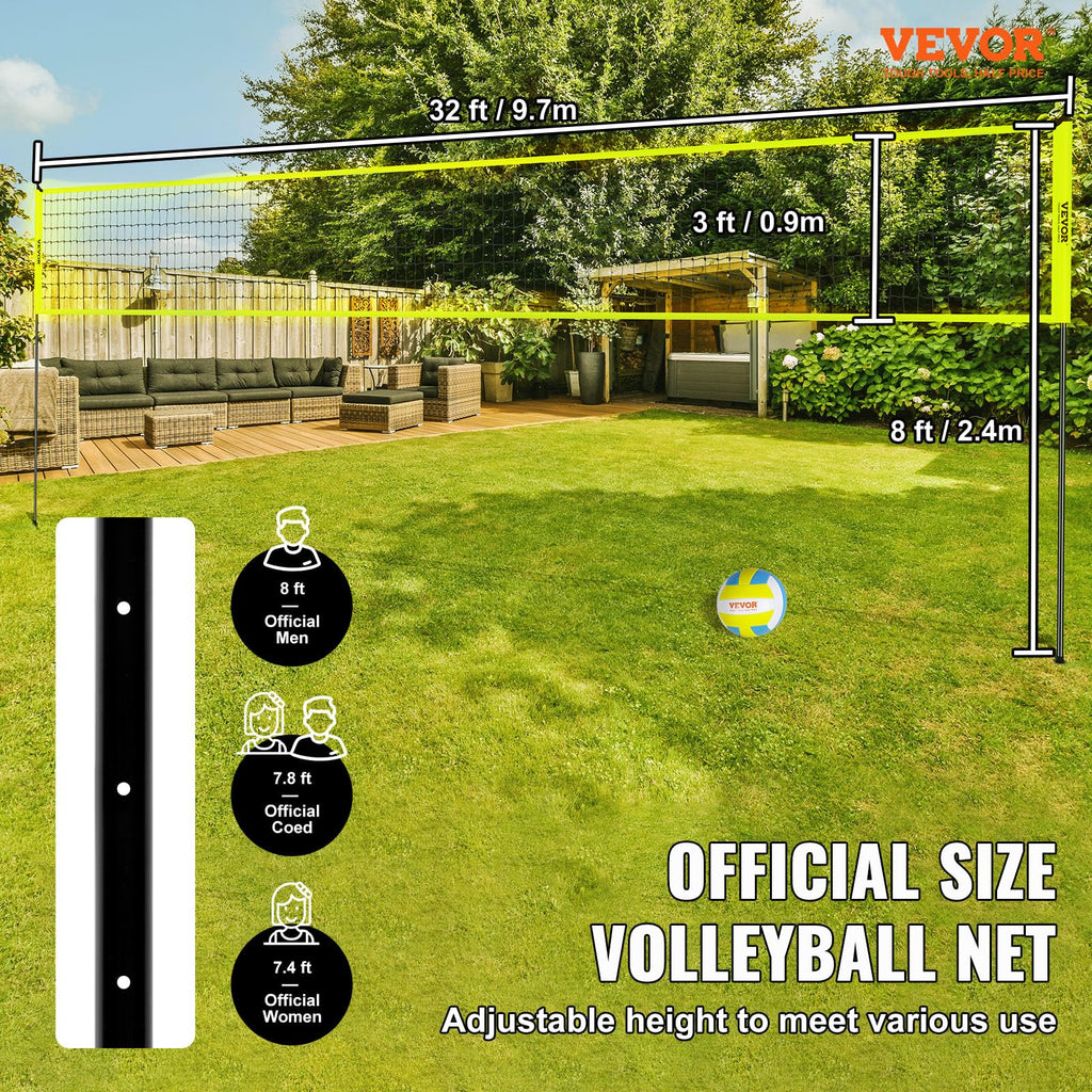 VEVOR Portable Volleyball Net System | Adjustable Height Steel Poles Set