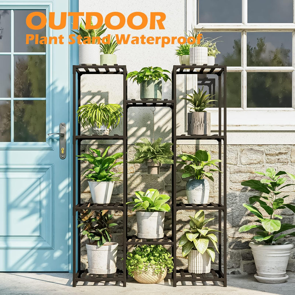 Bamworld Bamboo Plant Stand – 10 Tier Large Hanging Flower Shelf Rack