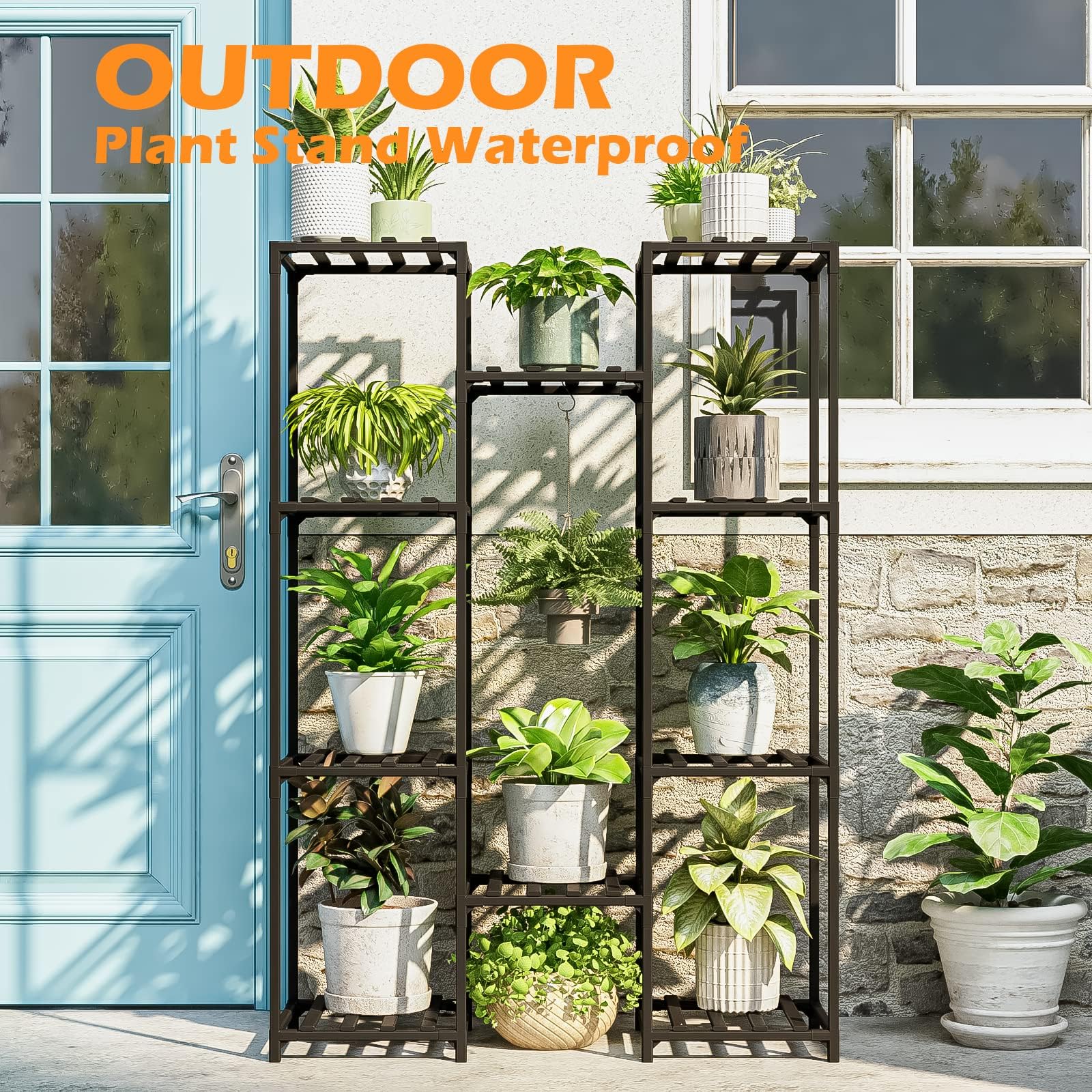 Bamworld Bamboo Plant Stand – 10 Tier Large Hanging Flower Shelf Rack