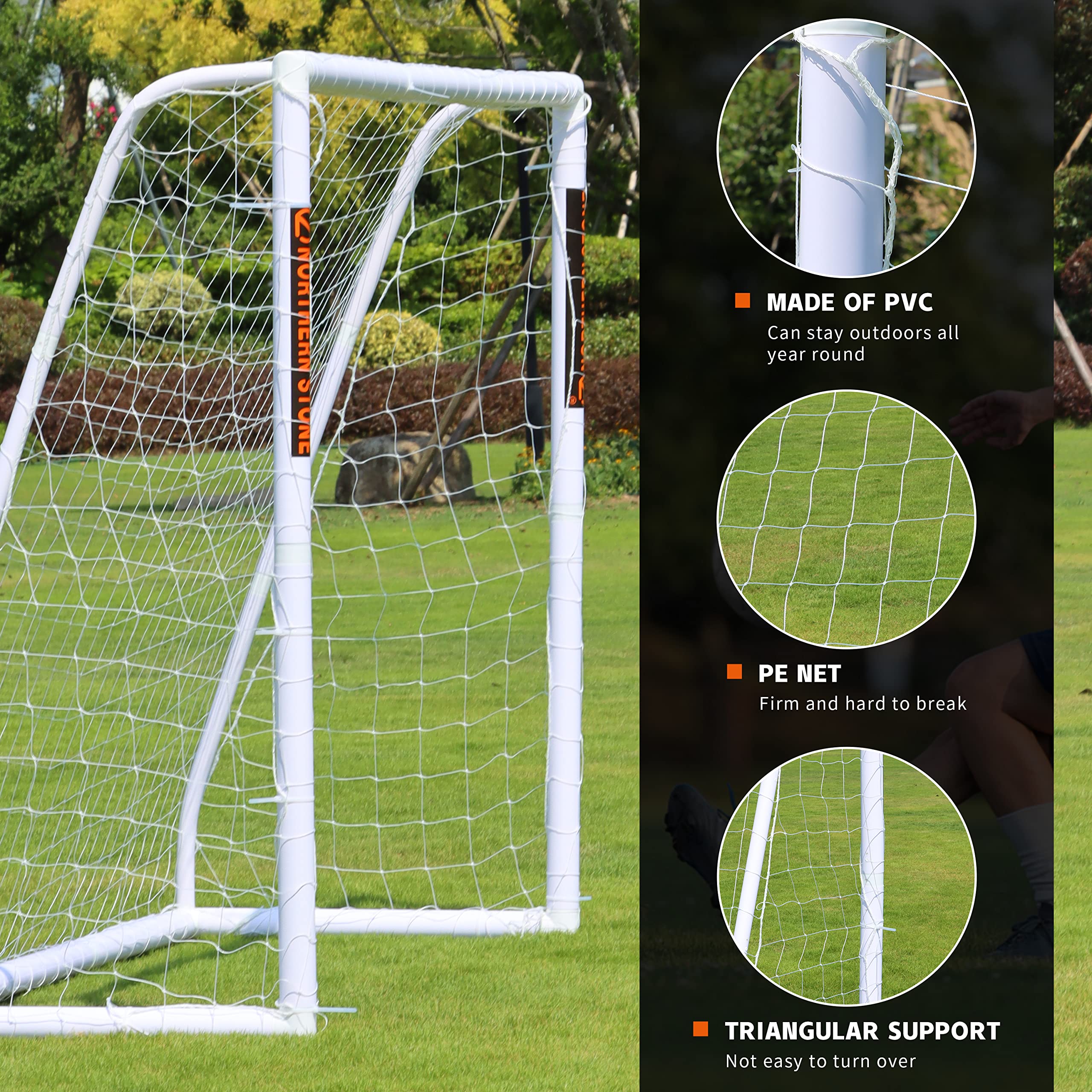 Northern Stone 8ft x 6ft uPVC Football Goal | All-Weather Portable Garden Goal