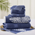 Amrapur Overseas 6-Piece Cotton Jacquard Towel Set – Indigo Blue