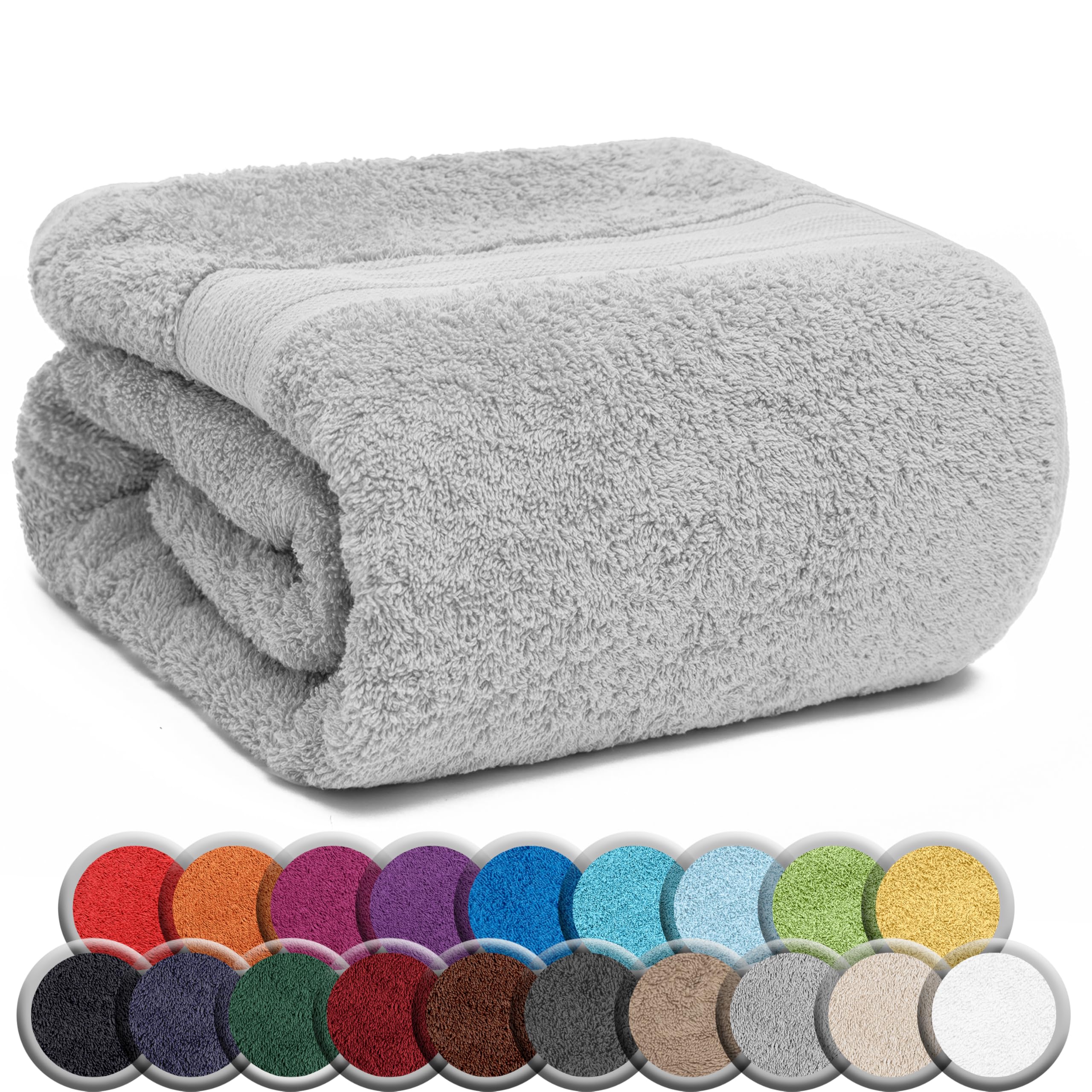 NatureMark Sauna Towel – 100% Cotton Premium Terry Cloth, 80x200 cm – Silver Grey