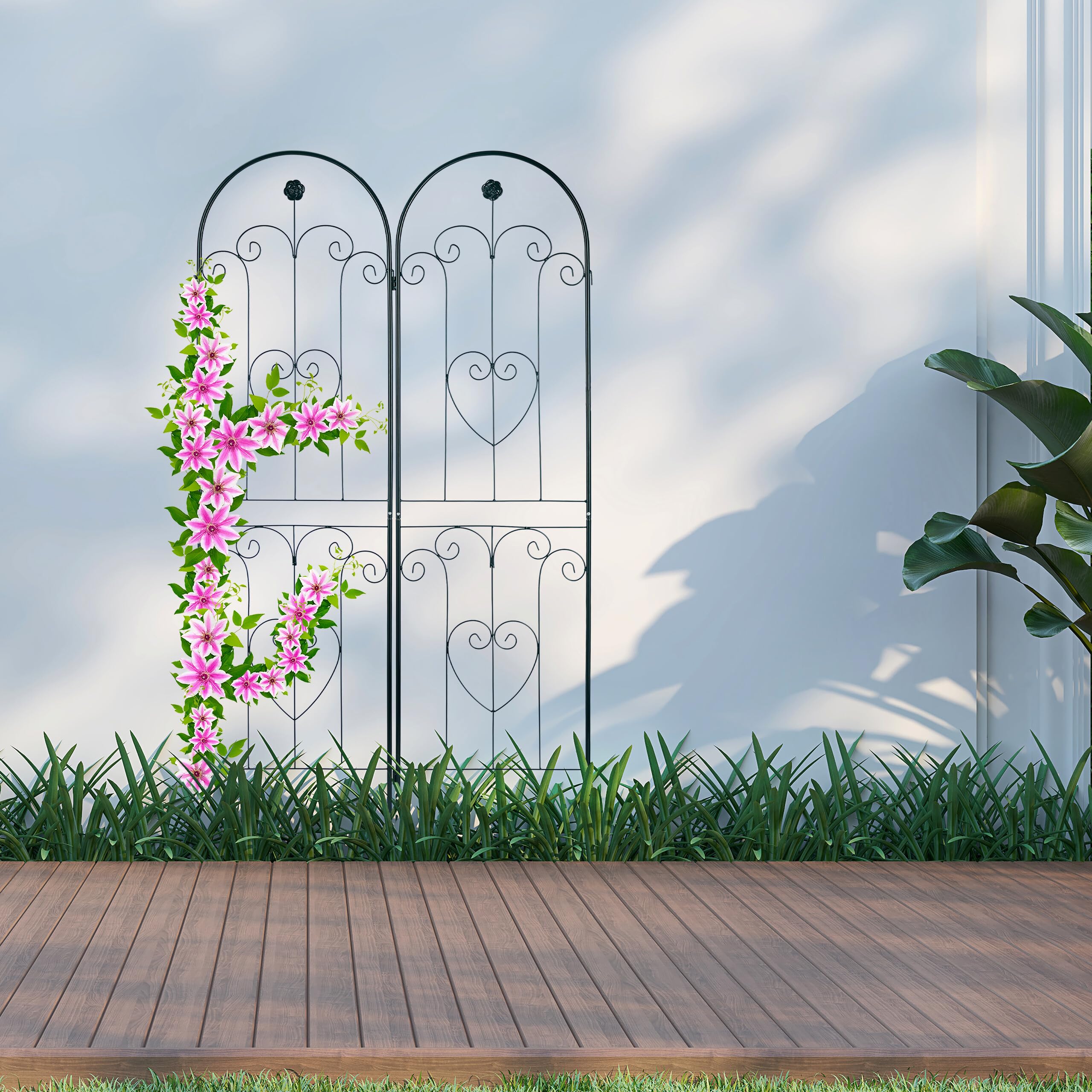 Relaxdays Metal Garden Trellis Set of 2 – 180cm Vintage Climbing Aid
