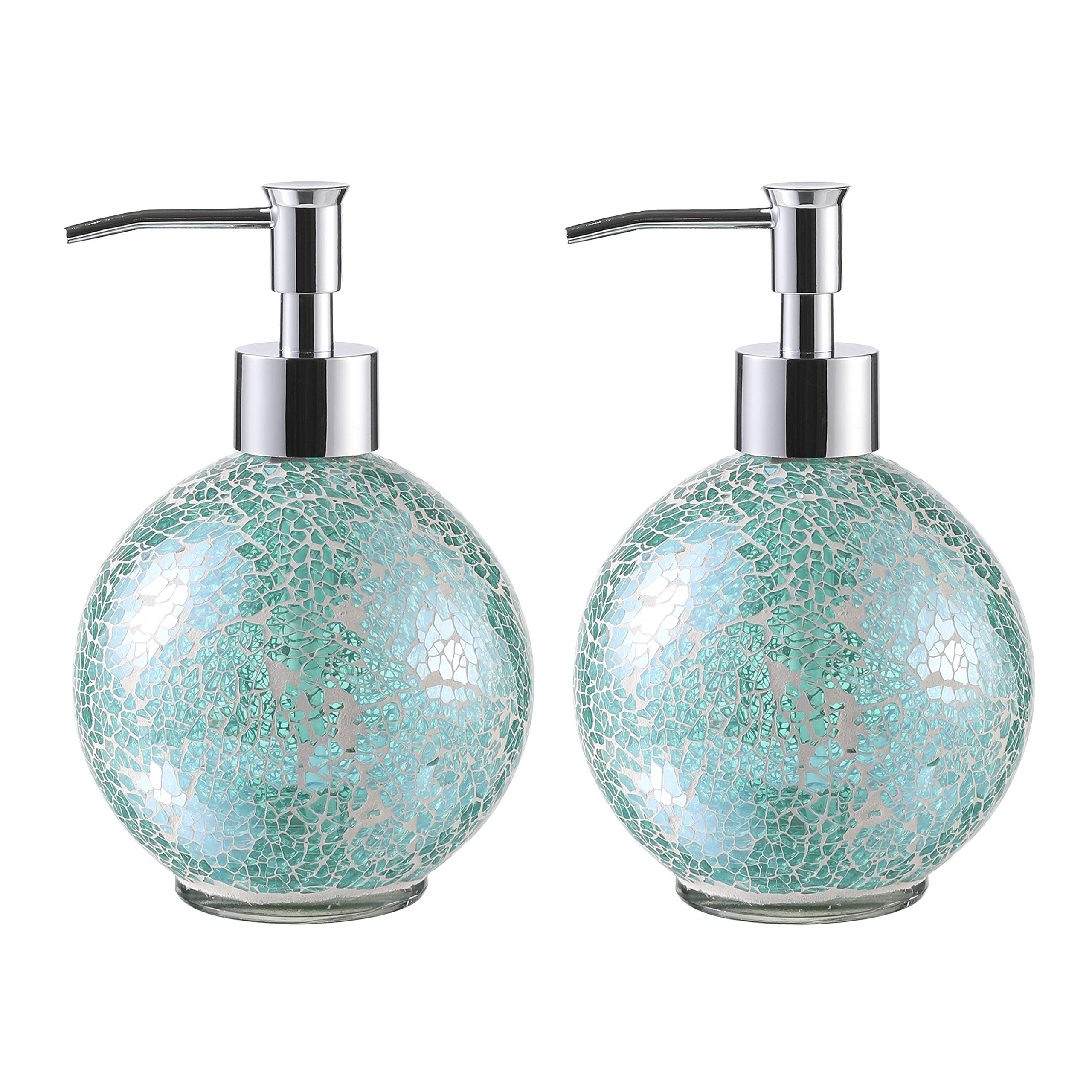 Whole Housewares Glass Mosaic Soap Dispenser | 14oz Lotion Bottle