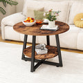 FOUBAM Round Coffee Table with Storage,Metal Small Coffee Table,Brown - image 1