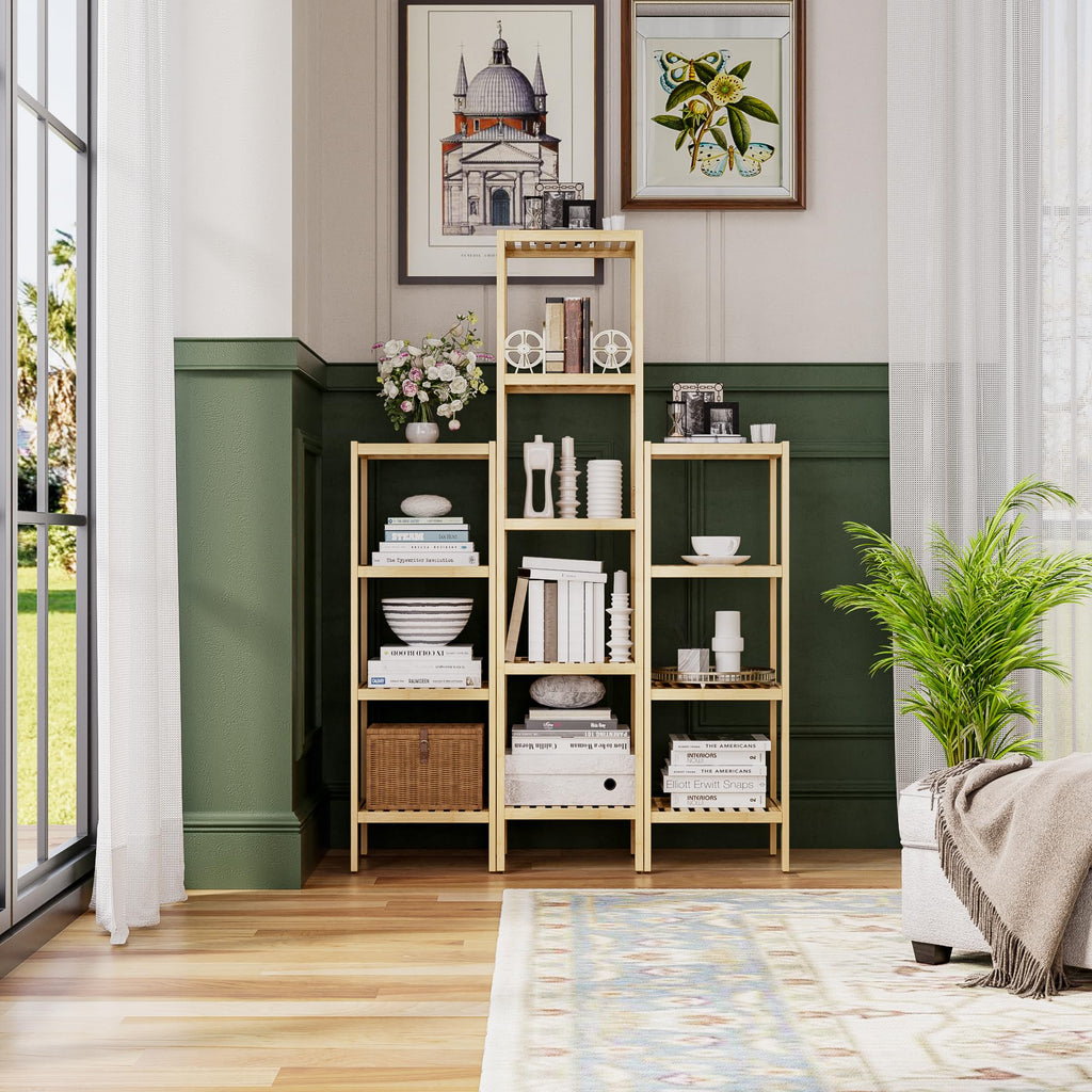 SMIBUY 5-Tier Bamboo Bathroom Storage Shelf | Space-Saving Corner Rack