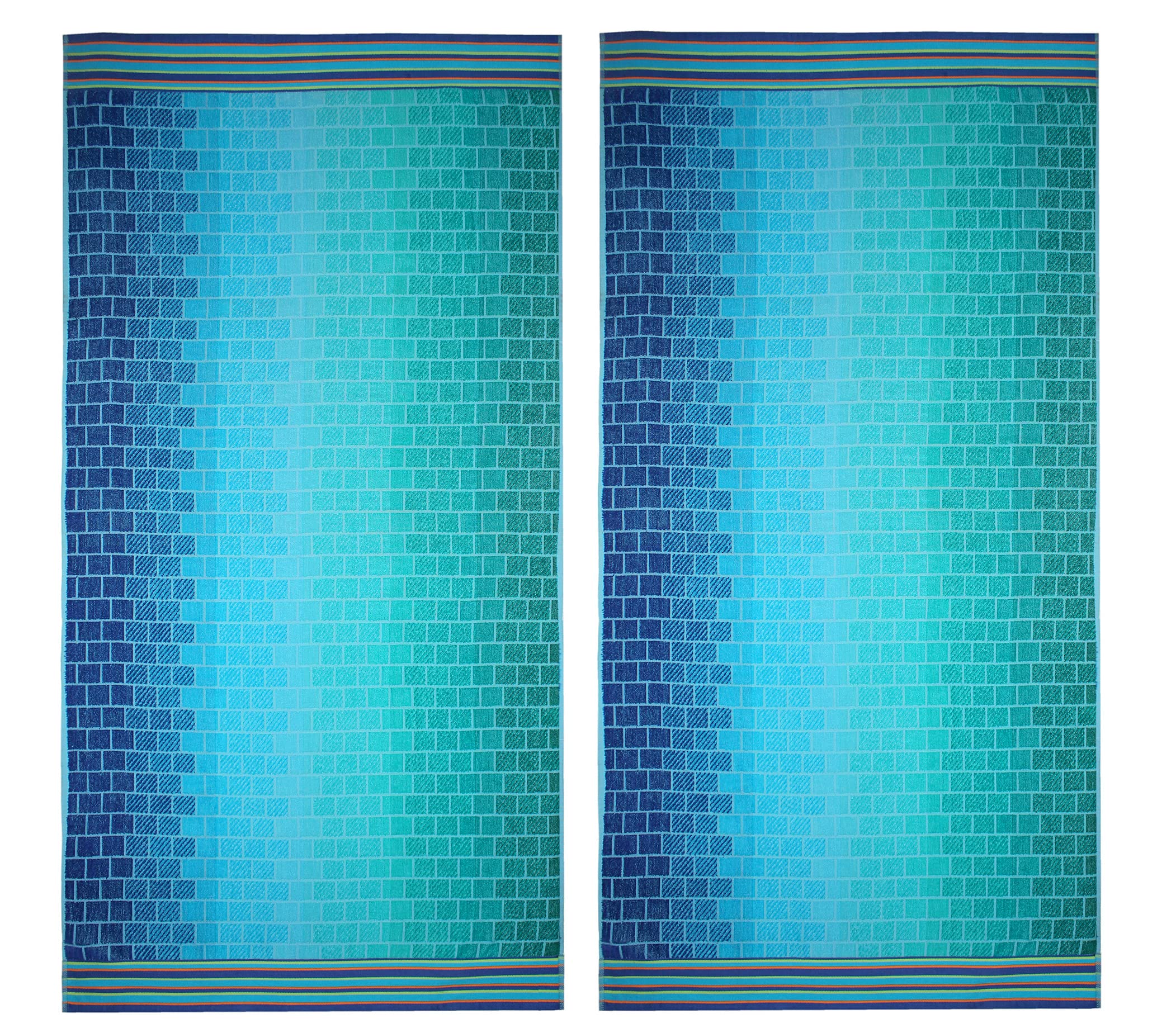 COTTON CRAFT Oversized Beach Towel 2-Pack – 100% Cotton Velour 39x68