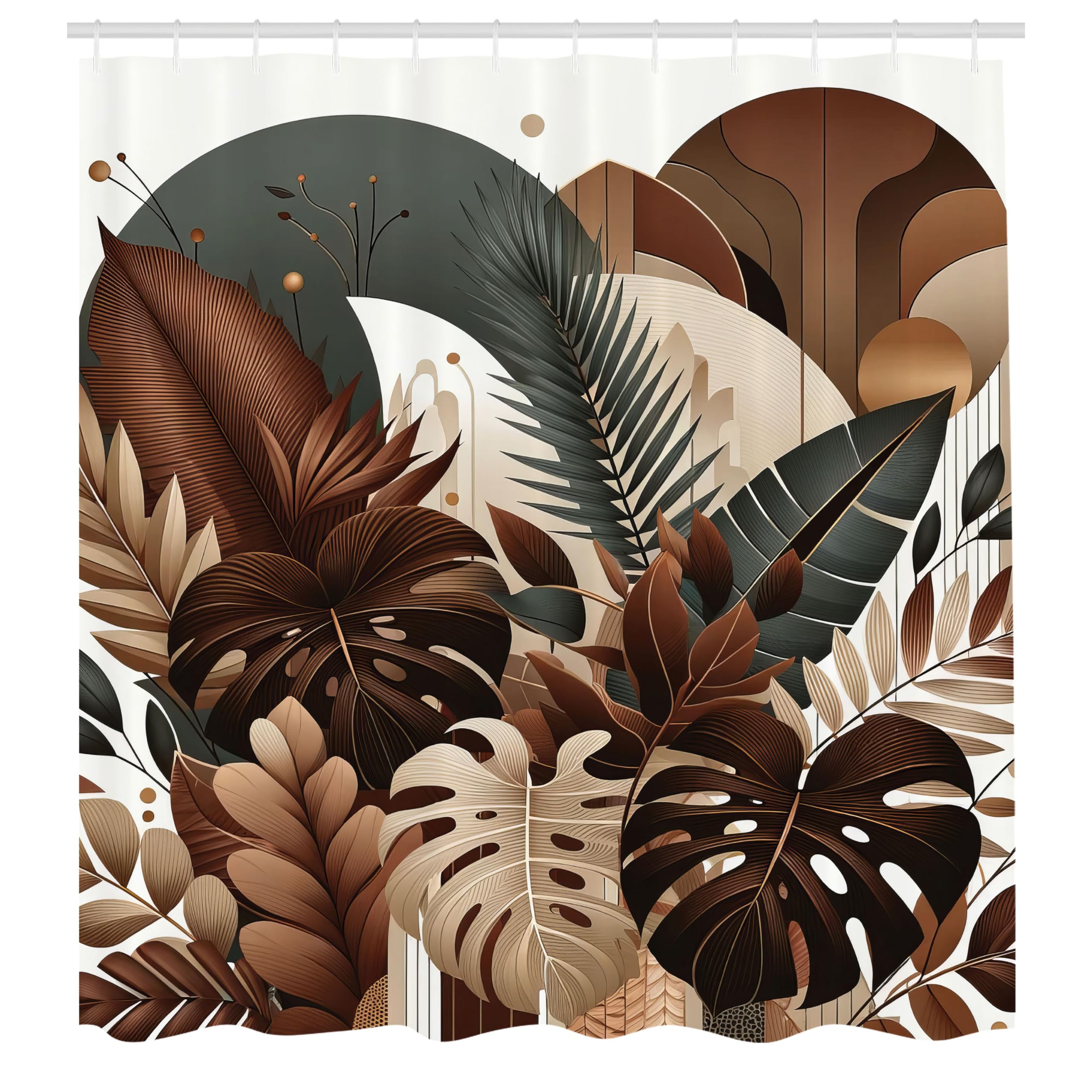 Abakuhaus Earthy Jungle Fabric Shower Curtain | Waterproof Brown Decor