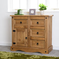 Seconique Corona 1 Door 4 Drawer Sideboard in Distressed Waxed Pine