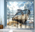 GXUNNAA Nautical Shower Curtain – Waterproof Retro Polyester Fabric