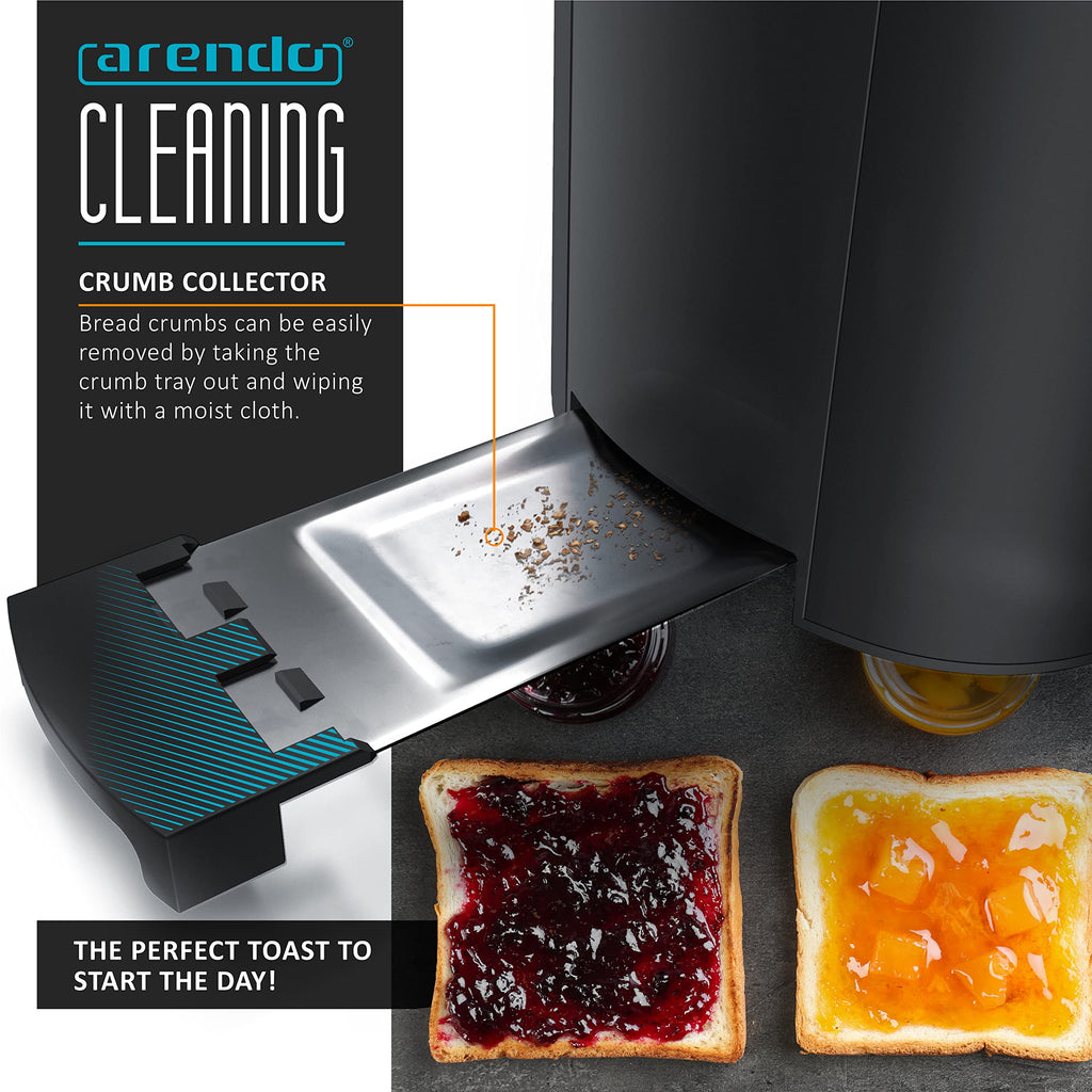 Arendo Frukost 4-Slice Long Slot Toaster | Stainless Steel with Timer