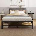 Arfarly Metal Bed Frame 140x200cm | Industrial Bed with Storage Headboard