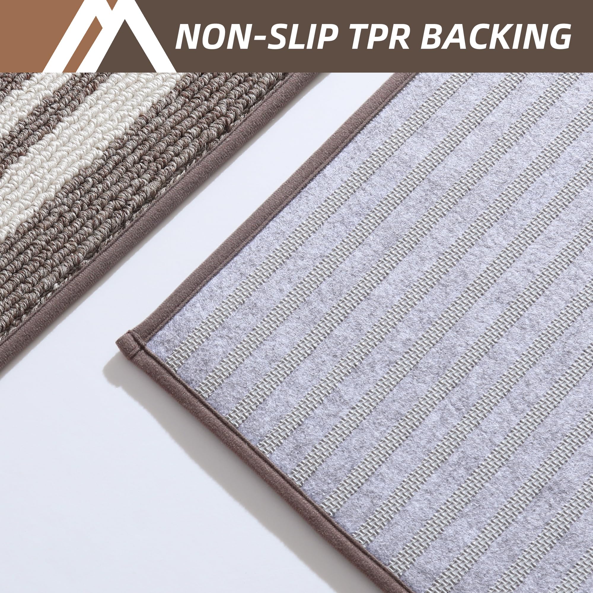 COSY HOMEER Kitchen Rug Set of 2 – Non-Slip Washable Mats, Brown